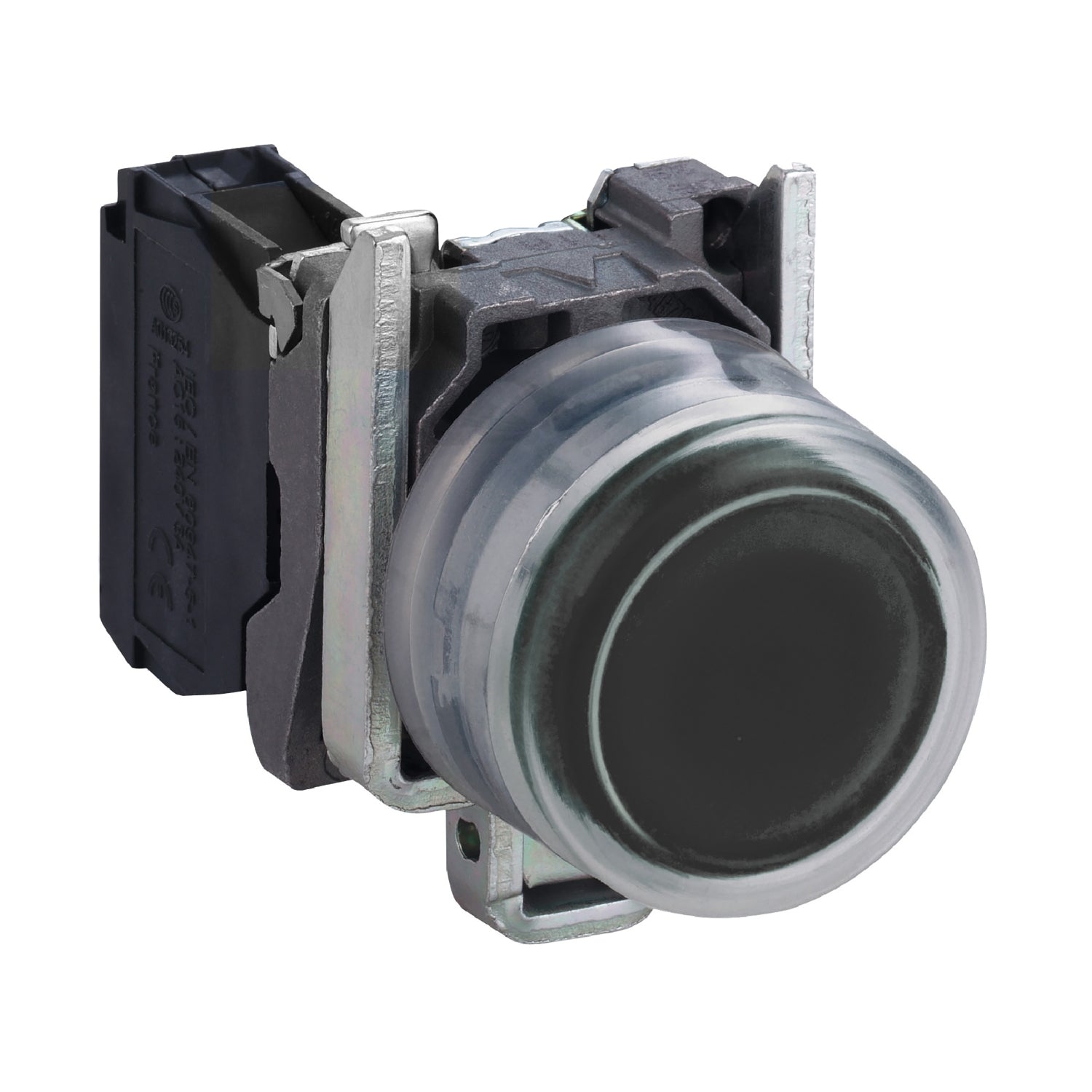 XB4BP21-Pulsador-XB4,-22mm,-metálico,-negro,-saliente,-retorno-por-resorte,-con-fuelle,-sin-marcar,-1-NO