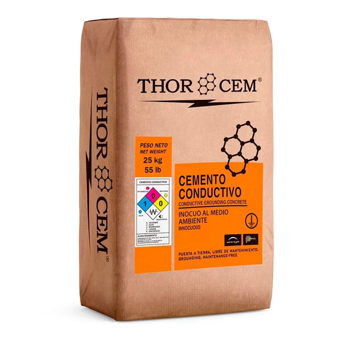 Cemento conductivo Thorcem para puesta a tierra x 25kg