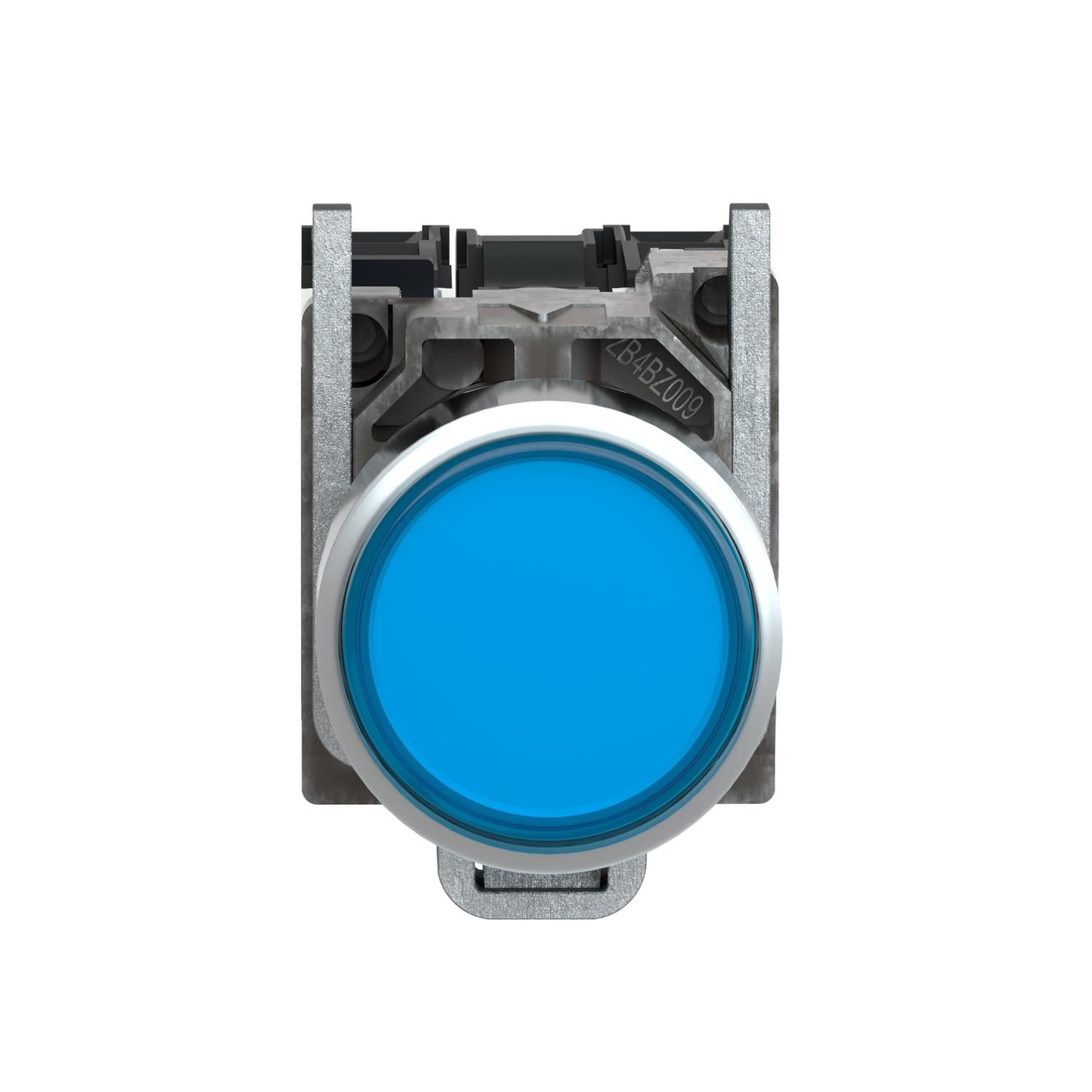 XB4BW36M5-Pulsador-iluminado-XB4,-22mm-metálico,-Azul,-al-ras,-retorno-por-resorte,-230…240-V-AC,-1NO-+-1-NC