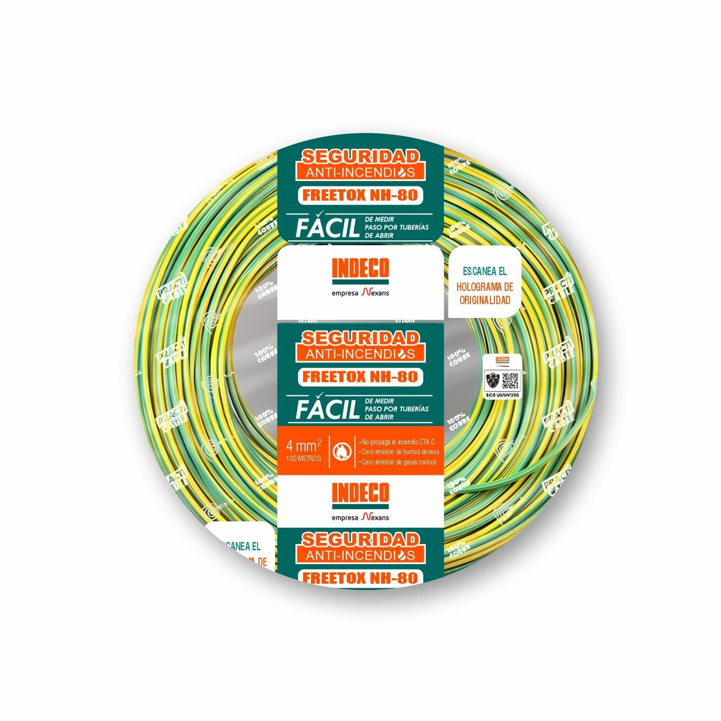 CABLE NH-80 4MM2 750V LIBRE HALOGENO AMARILLO/VERDE