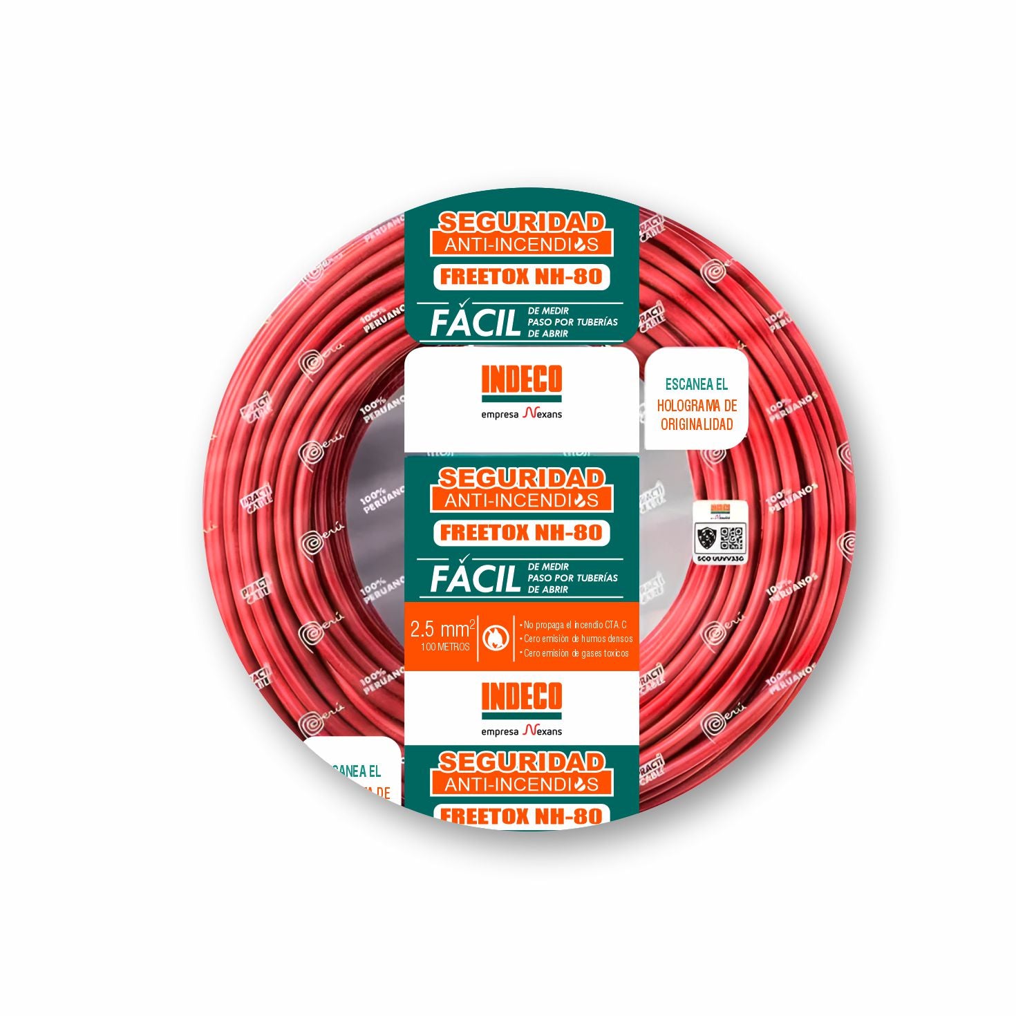 CABLE NH-80 2.5MM2 750V LIBRE HALOGENO ROJO