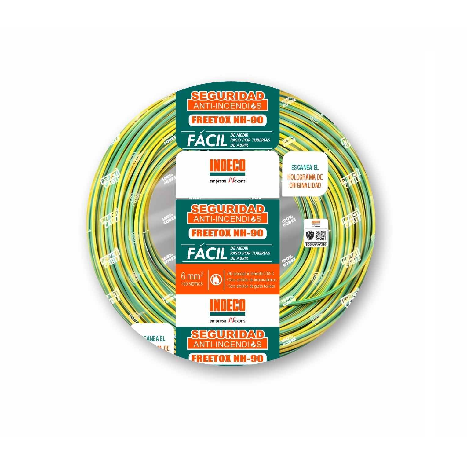 CABLE NH-80 6MM2 750V LIBRE HALOGENO AMARILLO/VERDE