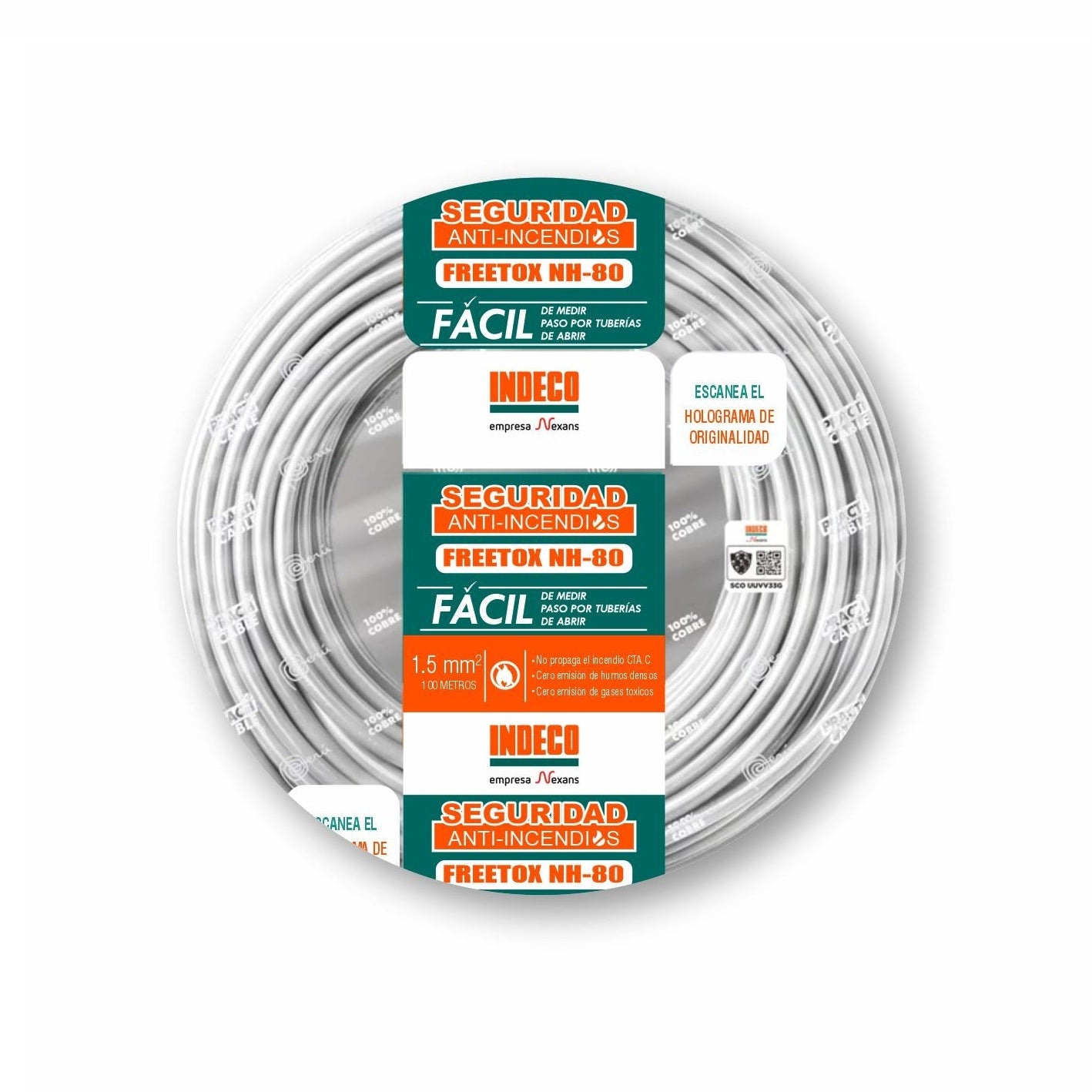 CABLE NH-80 1.5MM2 750V LIBRE HALOGENO BLANCO