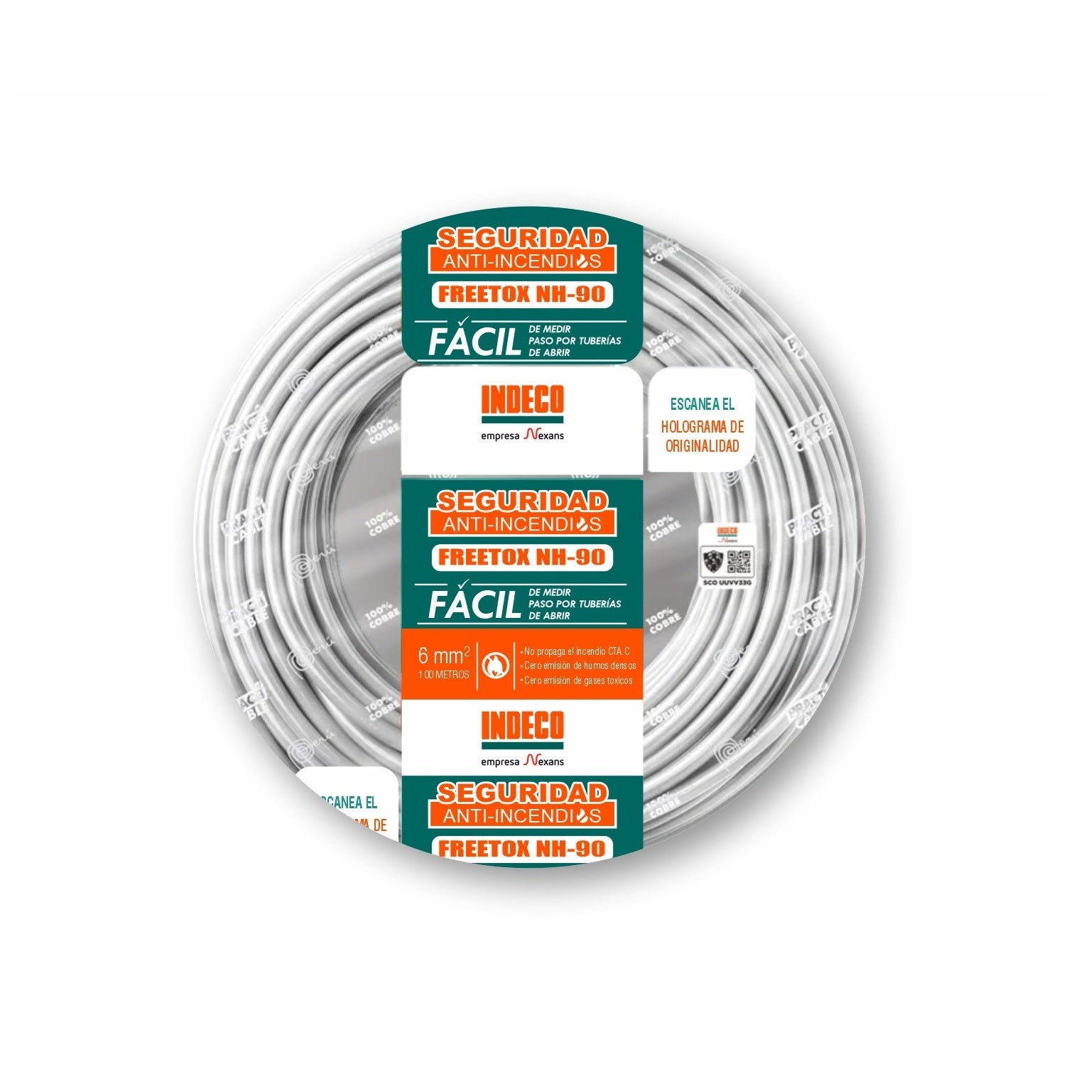 CABLE NH-80 6MM2 750V LIBRE HALOGENO BLANCO