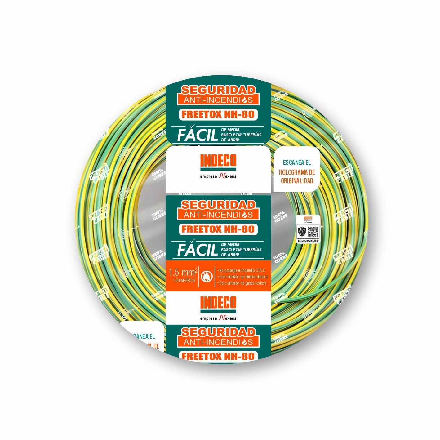 CABLE NH-80 1.5MM2 750V LIBRE HALOGENO AMARILLO/VERDE