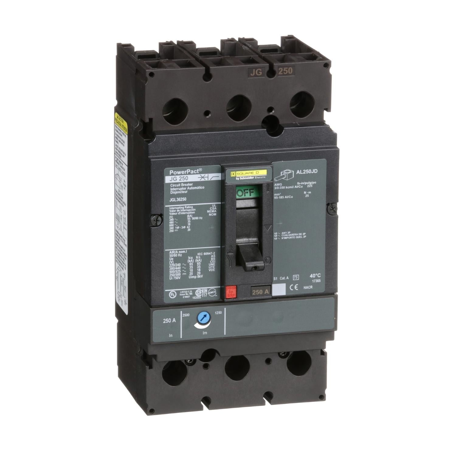 JGL36250-Interruptor,-PowerPacT-J,-unit-mount,-thermal-magnetic,-250A,-3-pole,-18kA,-600VAC