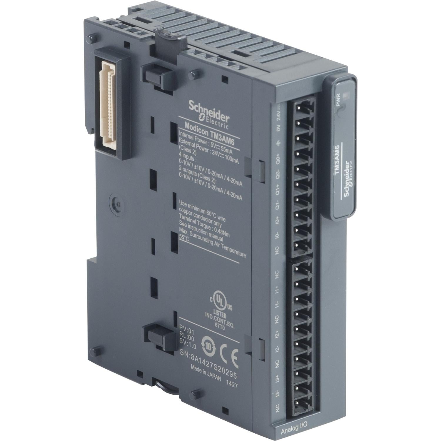 TM3AM6-Módulo-analógico-de-entrada/salida,-Modicon-TM3,-4-inputs,-2-output-(screw)-24-VDC