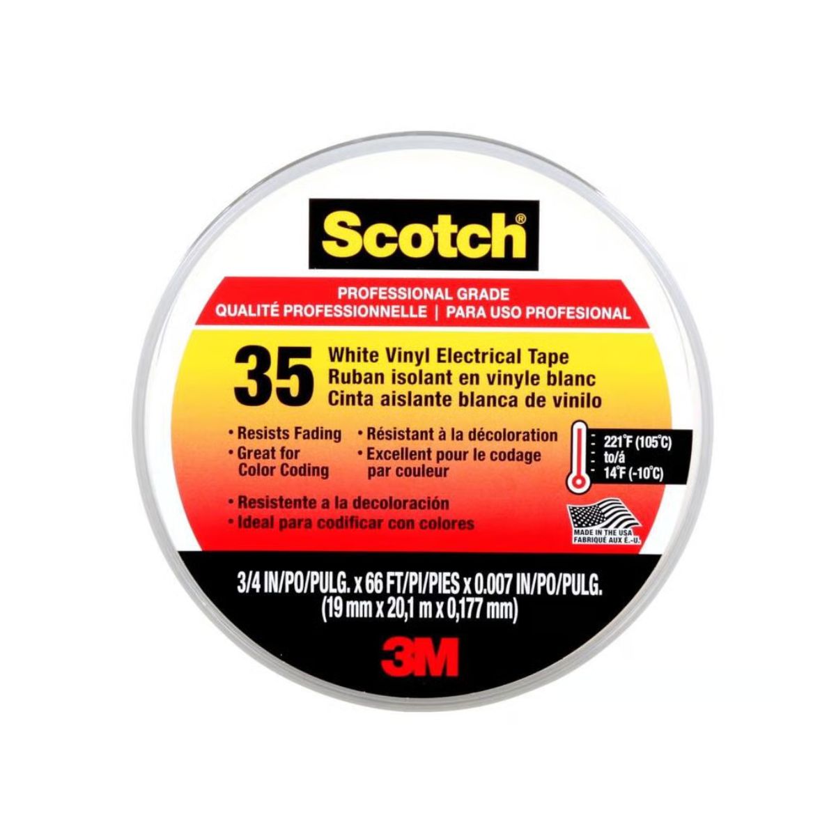 35 Cinta Aislante Vinílica Scotch 35 3/4"X20mts. Blanco