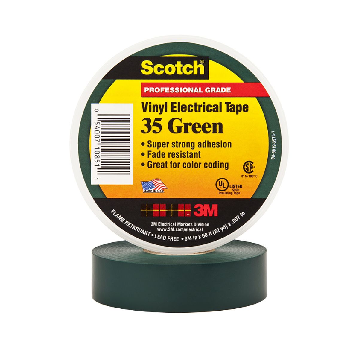 35 Cinta Aislante Vinílica Scotch 35 3/4"X20mts. Verde