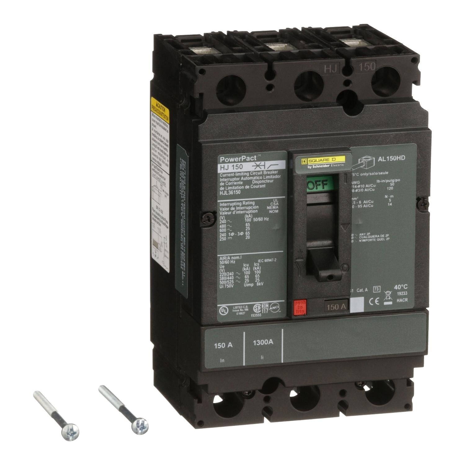 HJL36150-Interruptor-PowerPacT-H,-termomagnético,-unidad-de-montaje,-150A,-3-P,-25-kA,-600-VAC