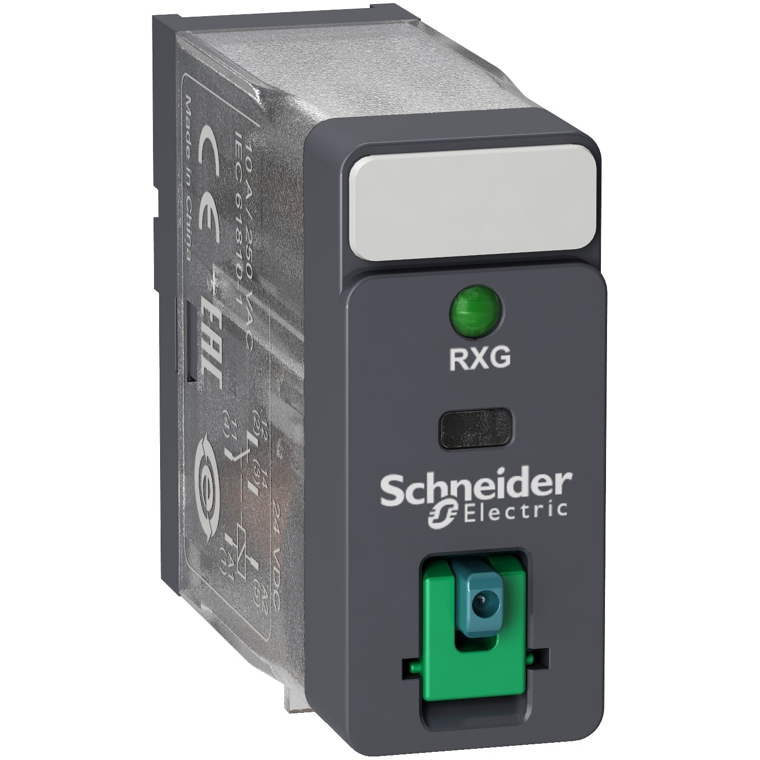 RXG12BD-relé-interfaz-ench-Zelio-RXG-1-C/O-estándar-24VCC-10A-c/puls-prueba-bloq-y-LED
