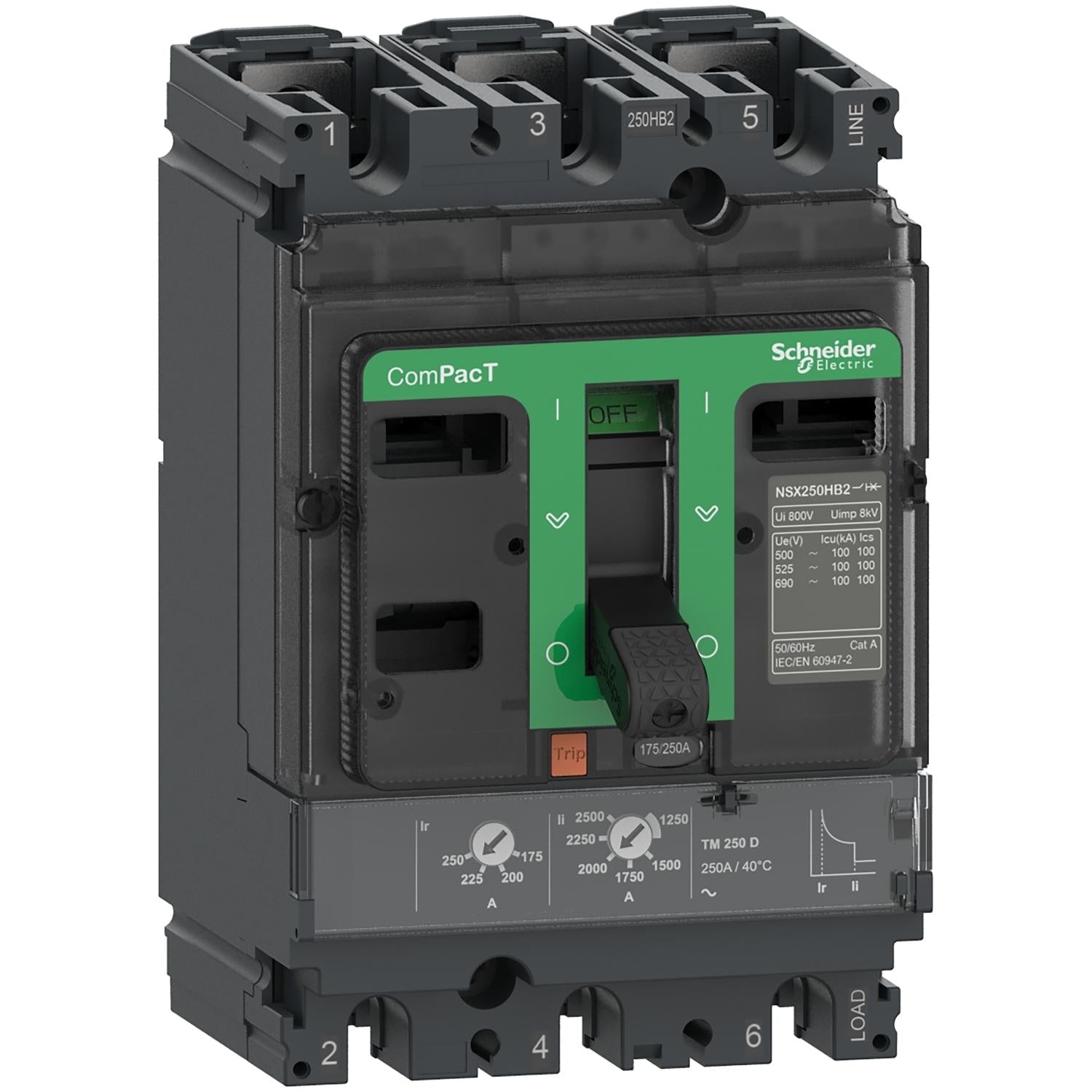 C25F3TM200-Interruptor-Automático-ComPact-NSX250F-TMD200-Regulable-140-200-A-3P3D