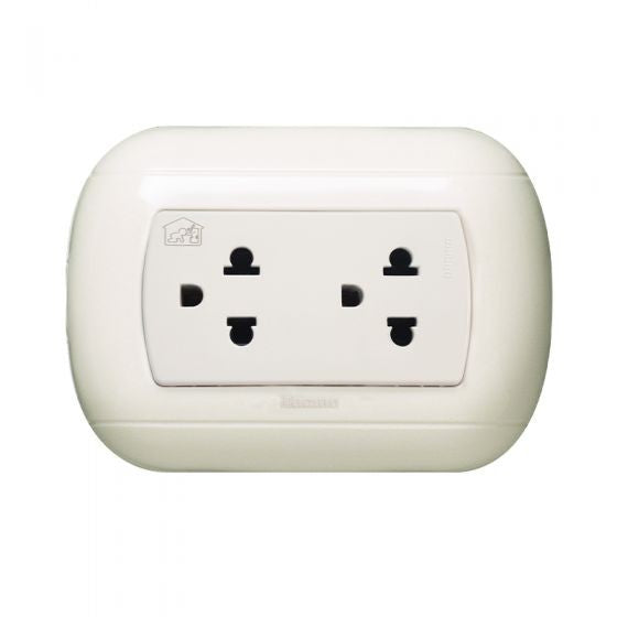 P57-TOMACORRIENTE-DUPLEX-UNIVERSAL-MARFIL-2P+T-15/16A-250V-OVAL-P57