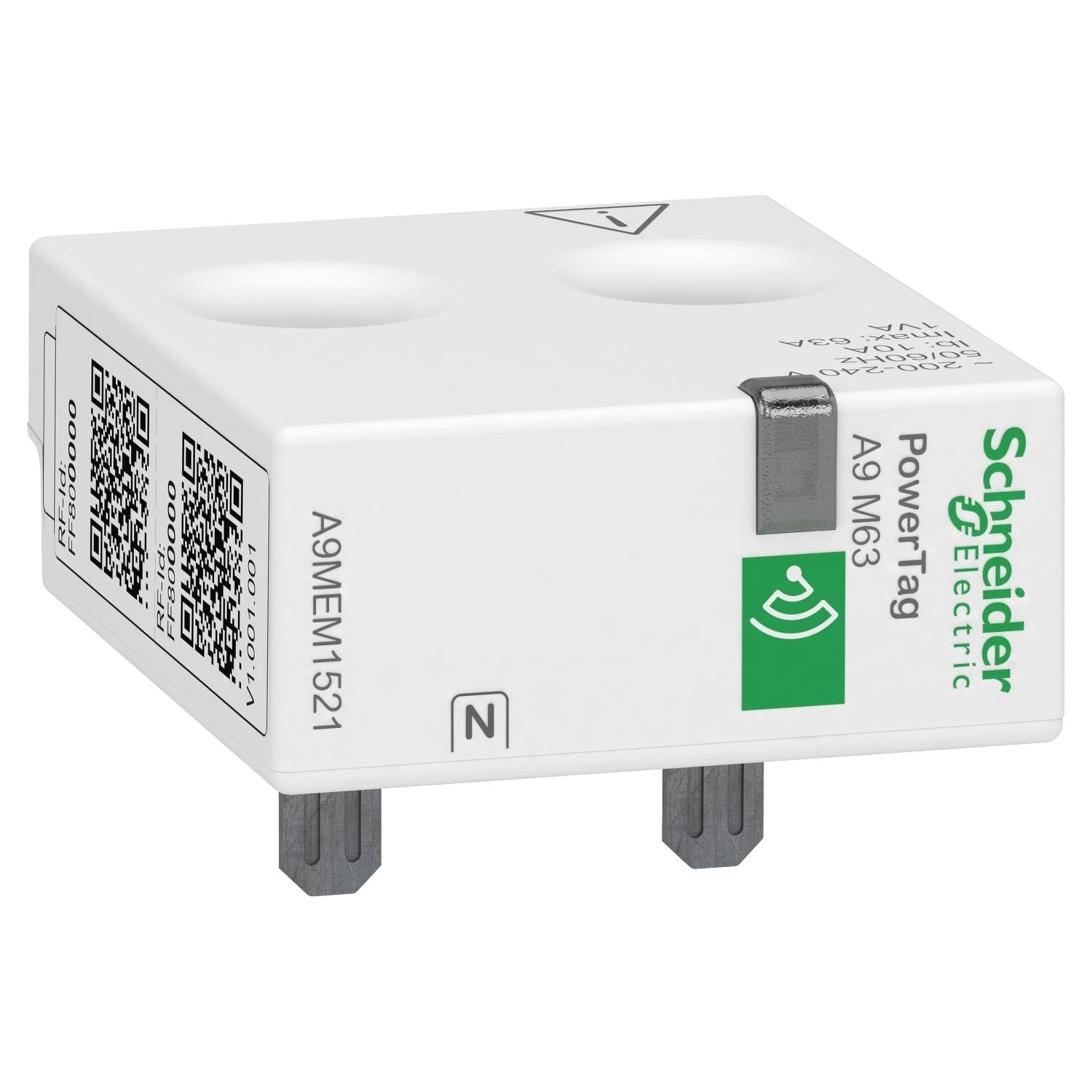 A9MEM1521-Sensor-de-medición-de-energía-inalambrico,-PowerTag-M63A-1P+N,-instalación-superior