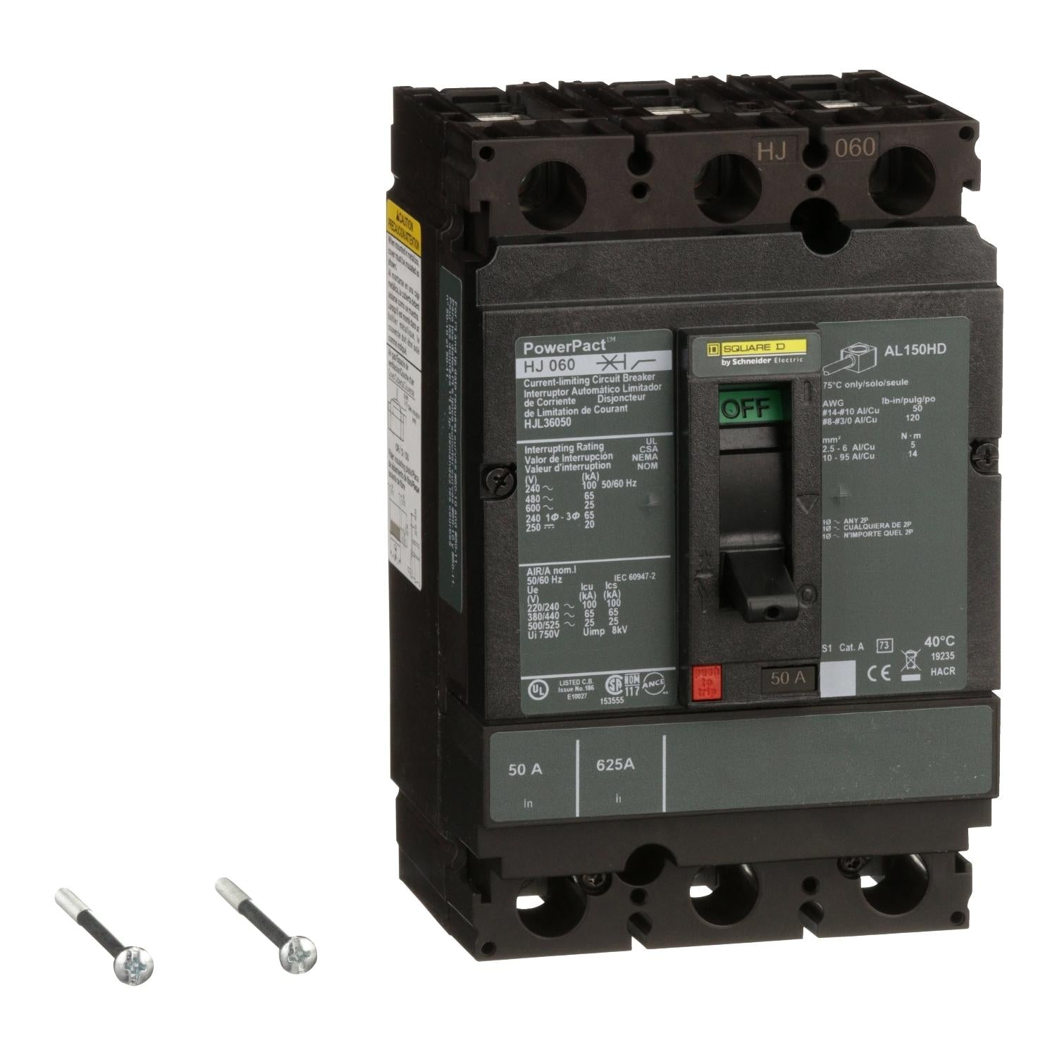 HJL36050-Interruptor-automático,-PowerPacT-H,-50-A,-3-polos,-25-kA,-600-VCA