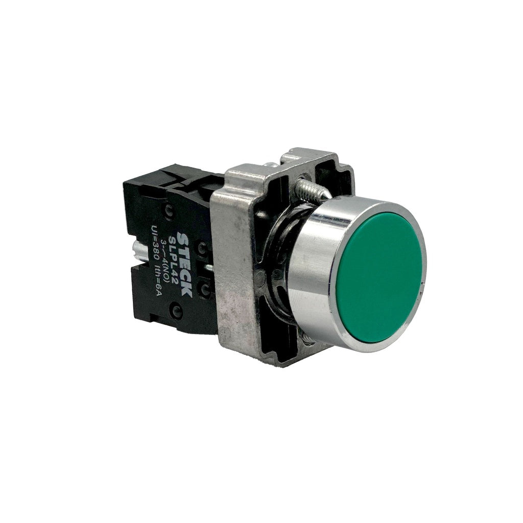 SLMRN210-PULSADOR-RASANTE-VERDE-METALICO-+-1NA