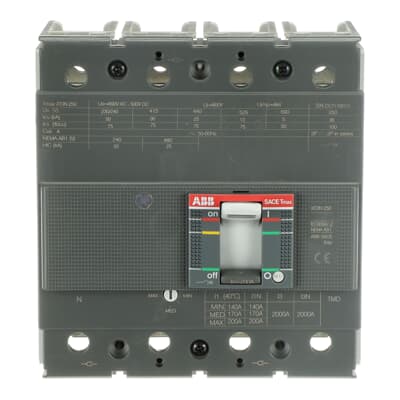 1SDA068069R1-INTERRUPTOR-TERMOMAGNÉTICO-REGULABLE-140-200A-50KA-230V-/-XT3N250-R200-4P