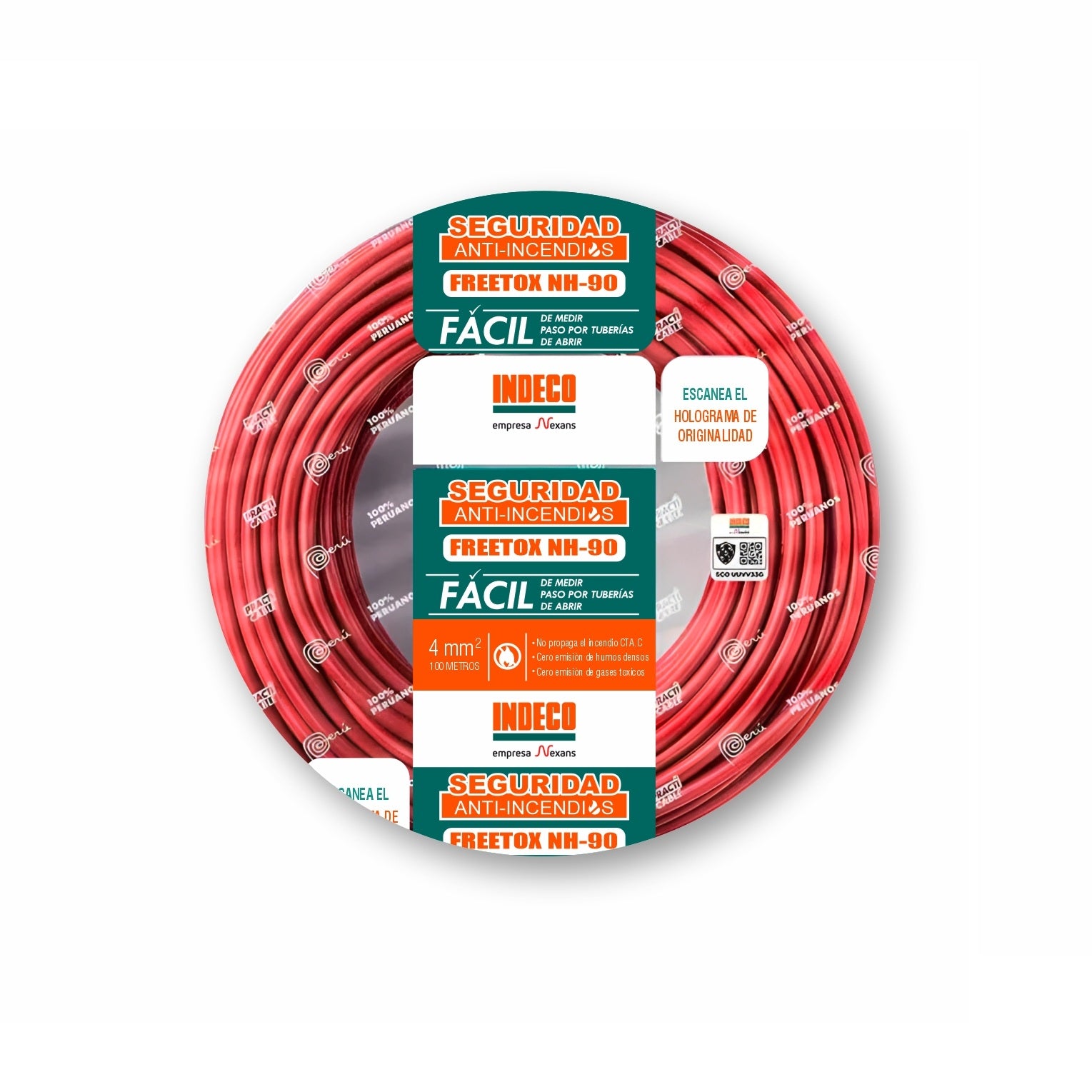 Cable NH-90 4mm2 750V Libre Halógeno Rojo