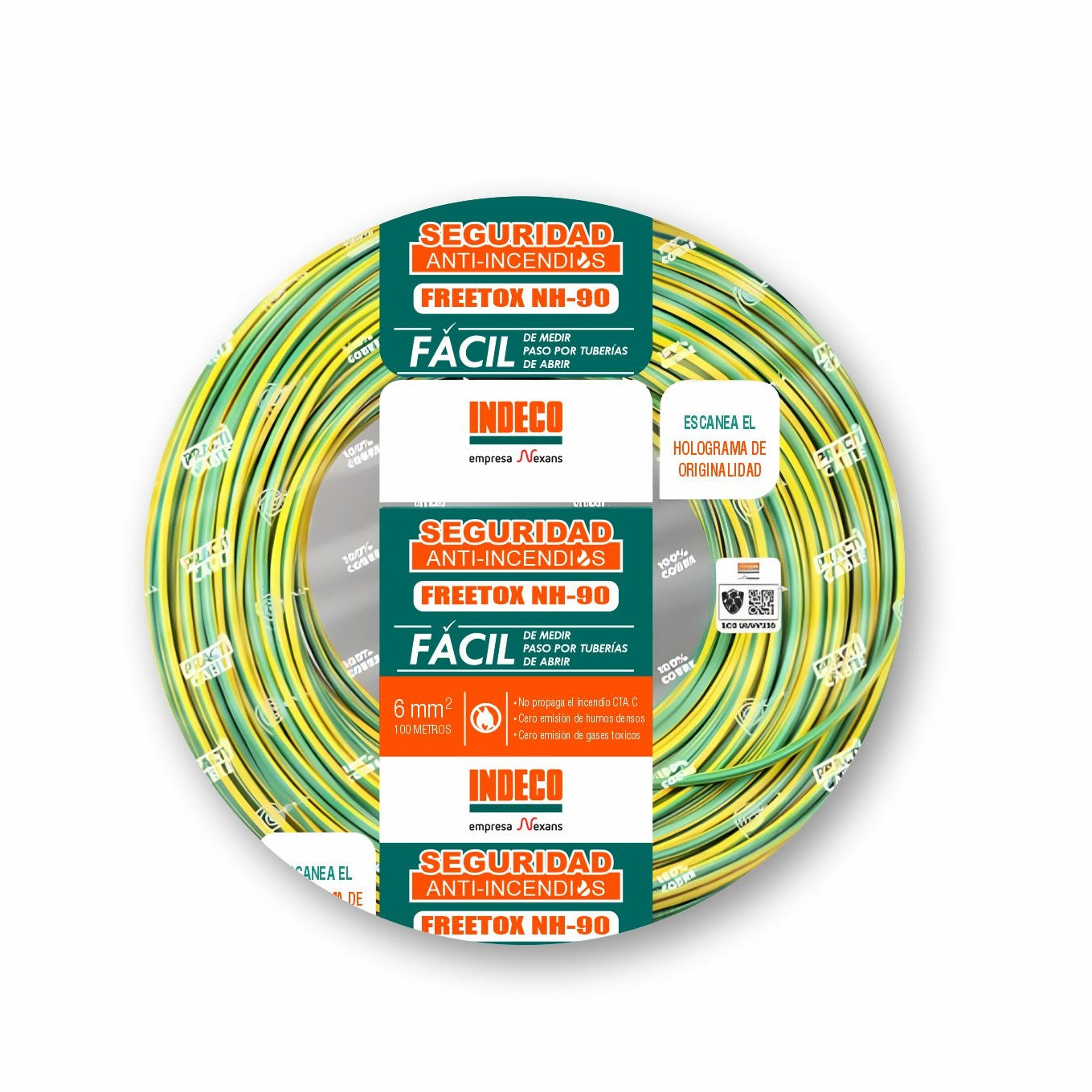 Cable NH-90 6mm2 750V Libre Halógeno Amarillo/Verde