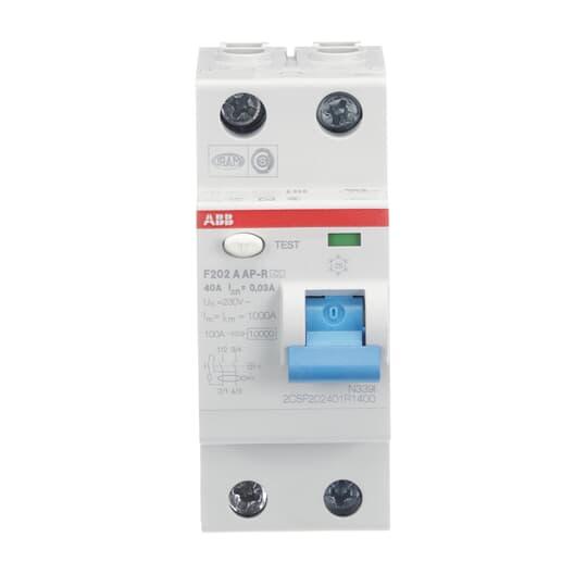 2CSF202401R1400-Interruptor-Diferencial-Superinmunizado-F202-A-40/0,03-AP-R,-2-polos,-40-Amp.,-30mA,-corte-10kA