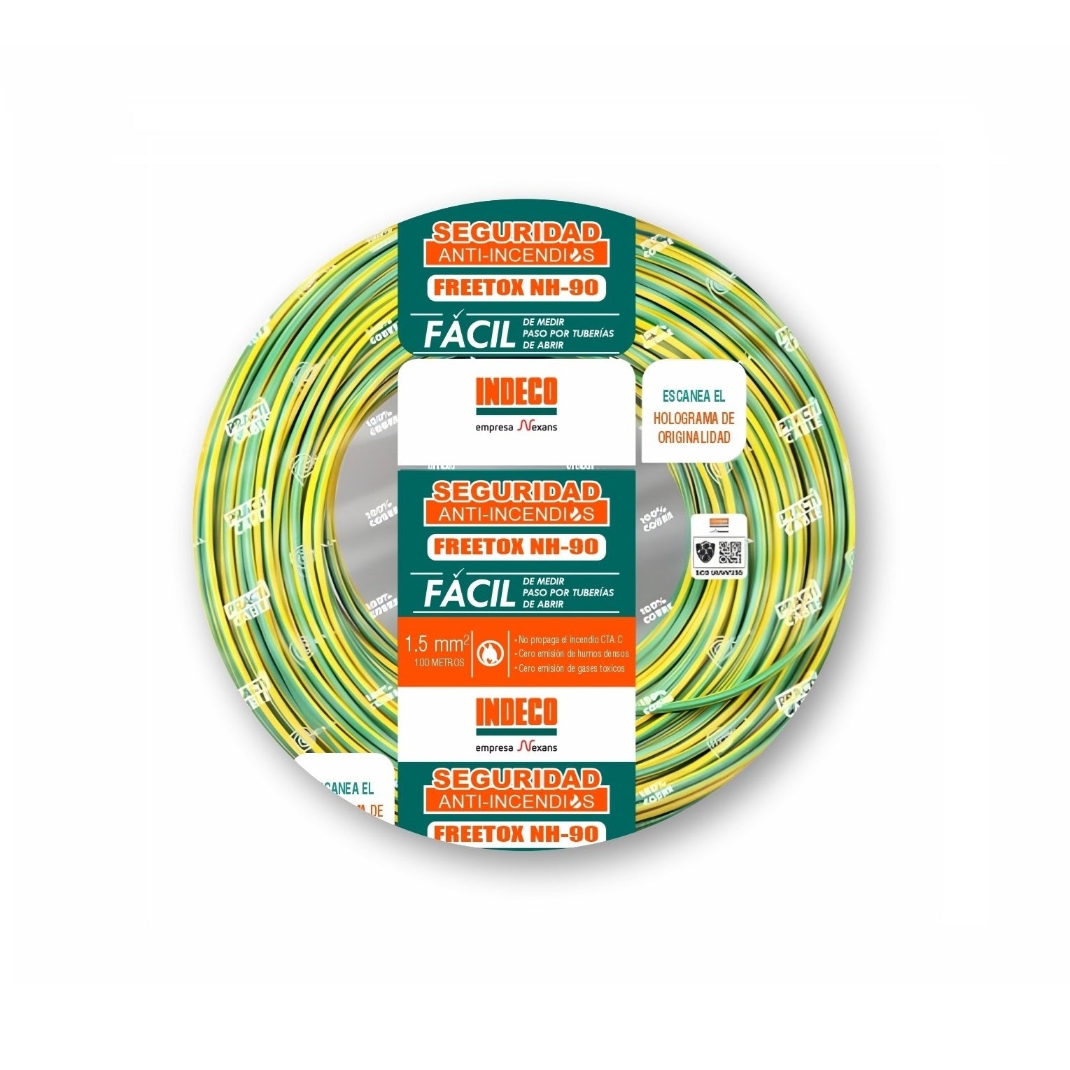 Cable NH-90 1.5mm2 750V Libre Halógeno Amarillo/Verde