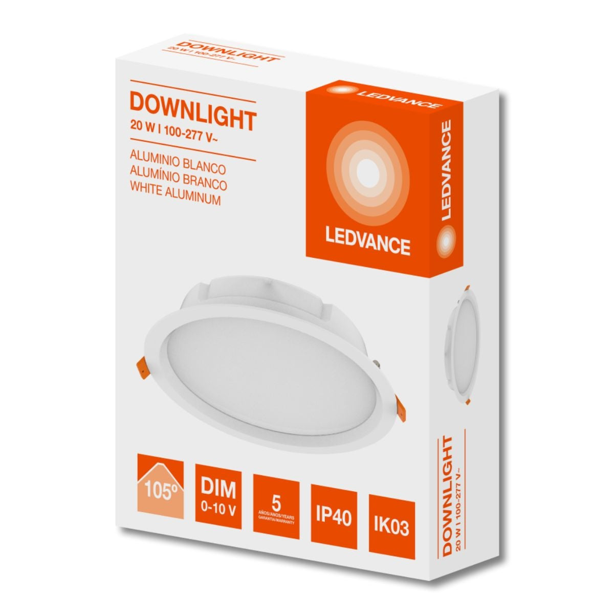 7021284 DOWNLIGHT 20W DIMMABLE 4000K 2300Lm 100-277VAC 50,000hrs