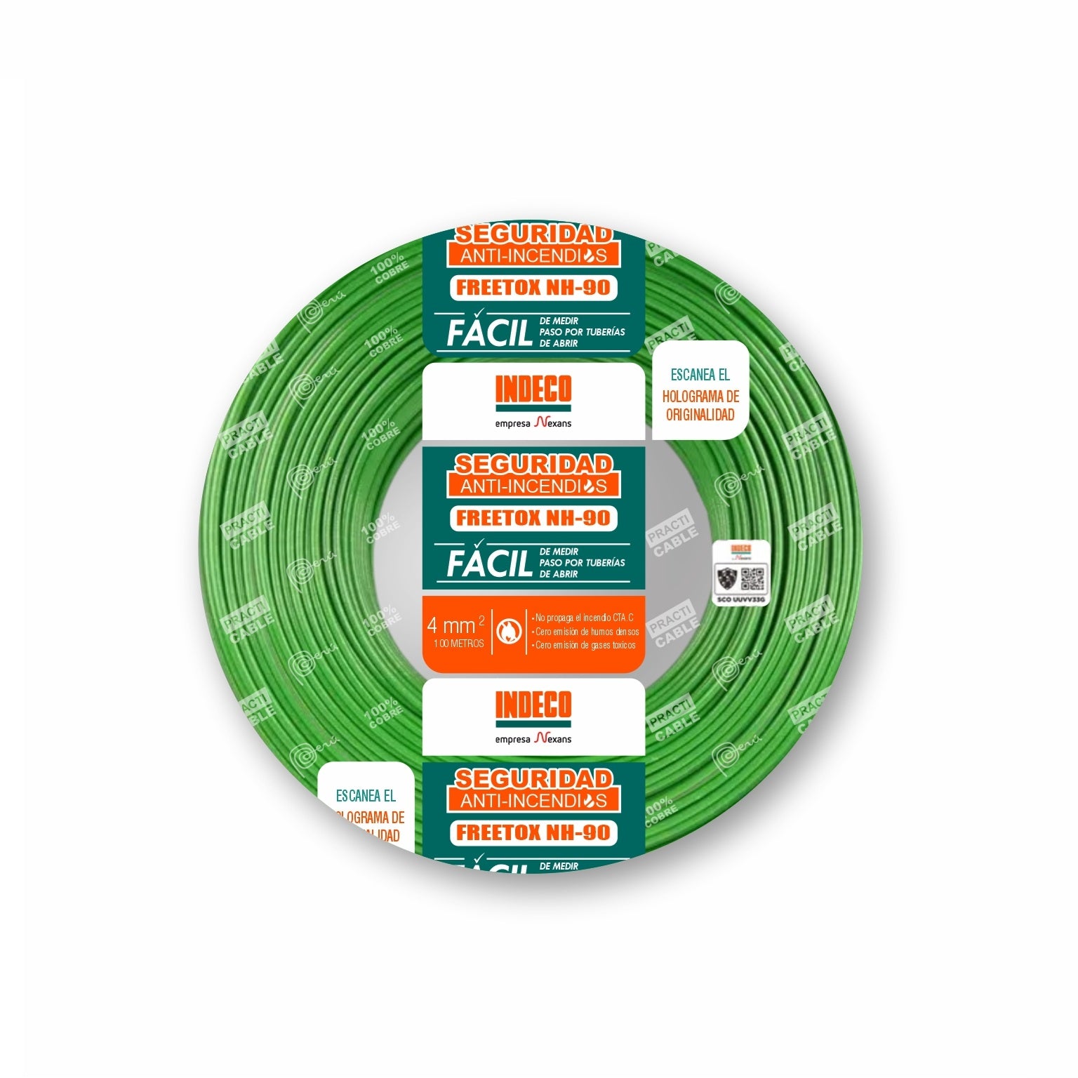 Cable NH-90 4mm2 750V Libre Halógeno Verde