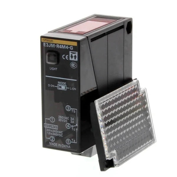 Sensor-Fotoelectrico-Reflectivo,-incluye-espejo-(E39-R1),-4mts,-relay,-Light-ON-y-Dark-ON-E3JM-R4M4-US