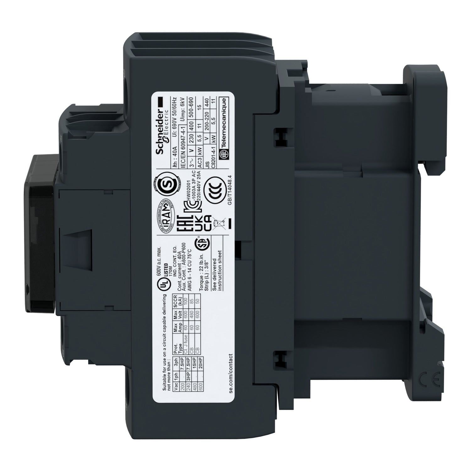 LC1D25M7 Contactor TeSys D 3P AC-3 440V 25A Bobina 220 VAC Schneider