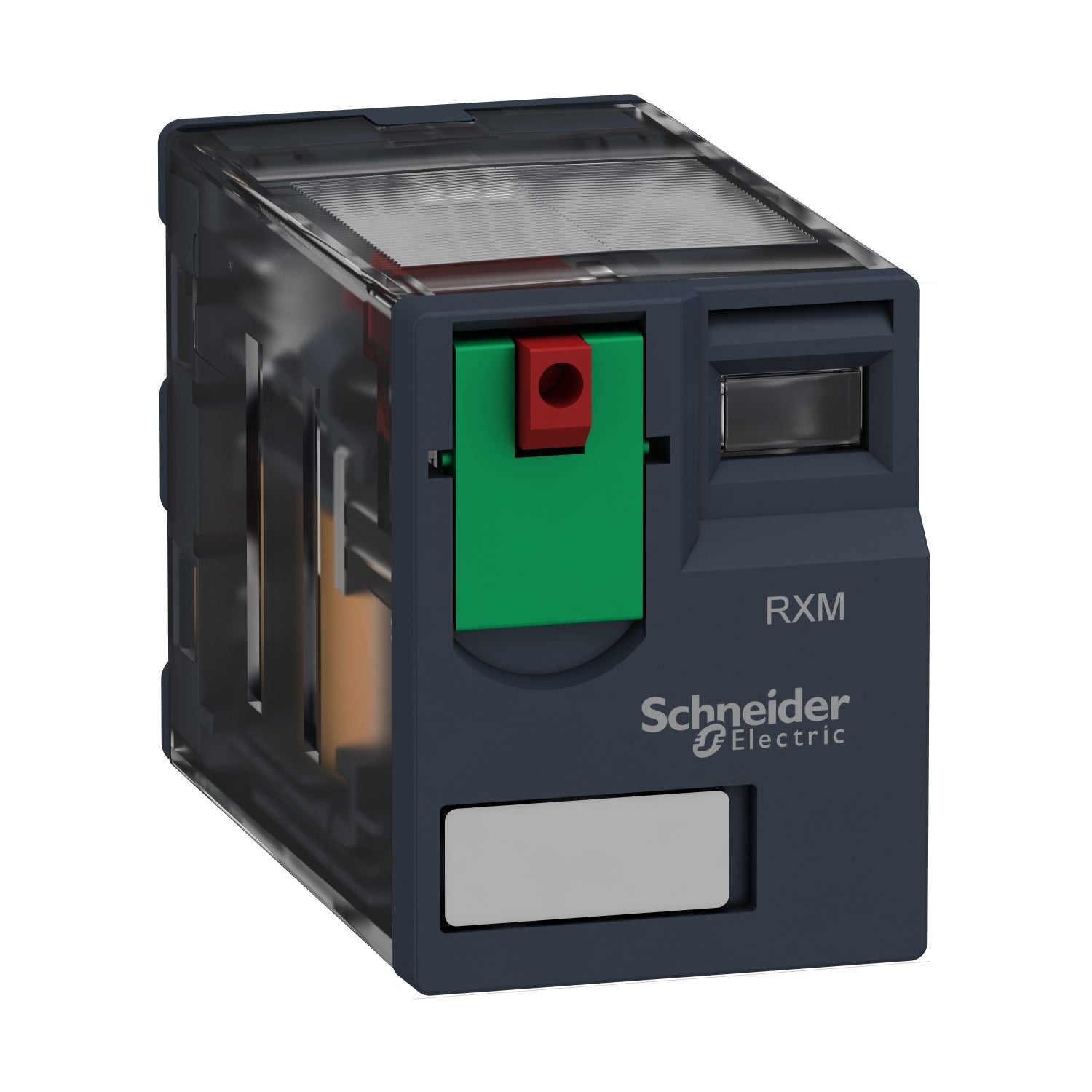 RXM4AB1P7 Relé miniatura, 6A, 4 CO, con boton de prueba bloqueable, 230 V CA Schneider
