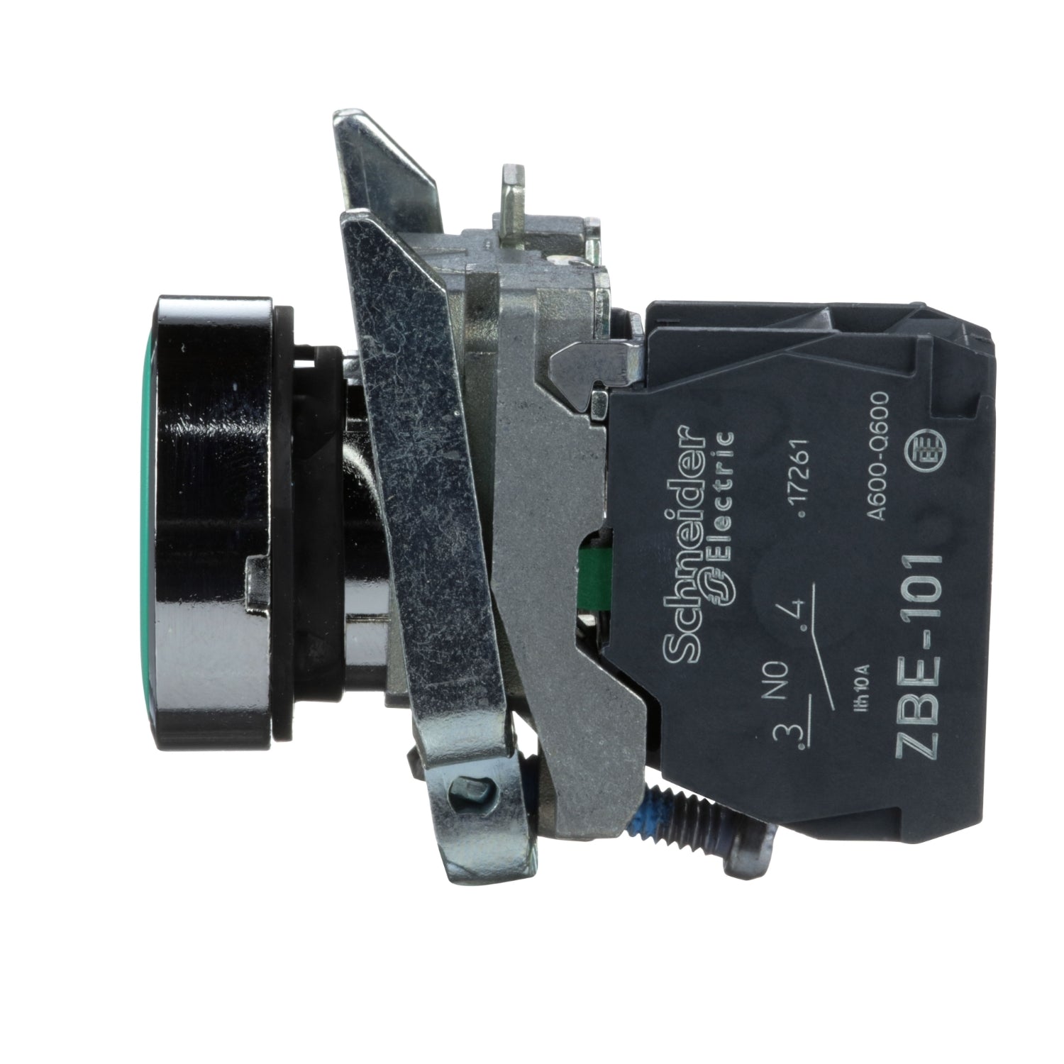 XB4BA31 Pulsador rasante, metalico, Ø 22mm, verde, retorno por resorte, 1NA Schneider