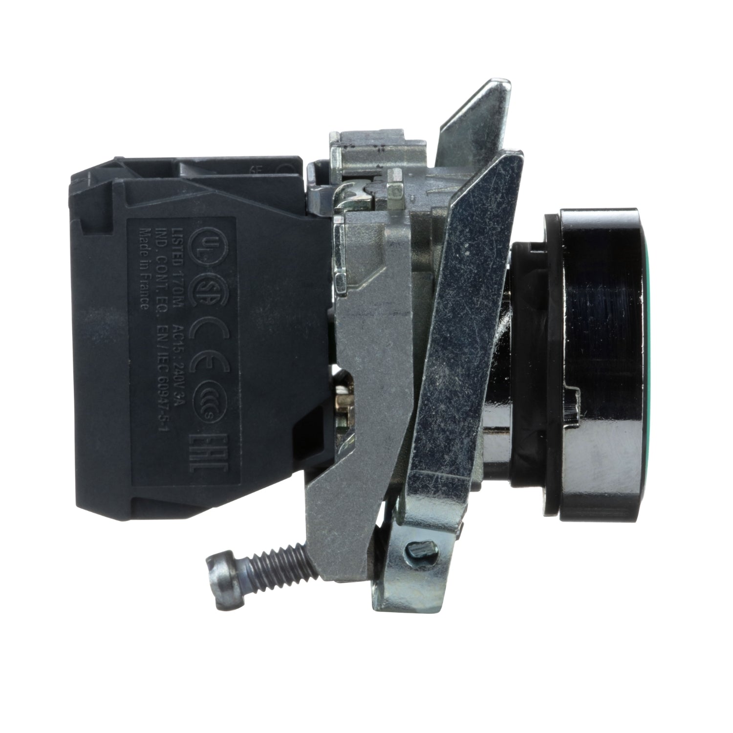 XB4BA31 Pulsador rasante, metalico, Ø 22mm, verde, retorno por resorte, 1NA Schneider