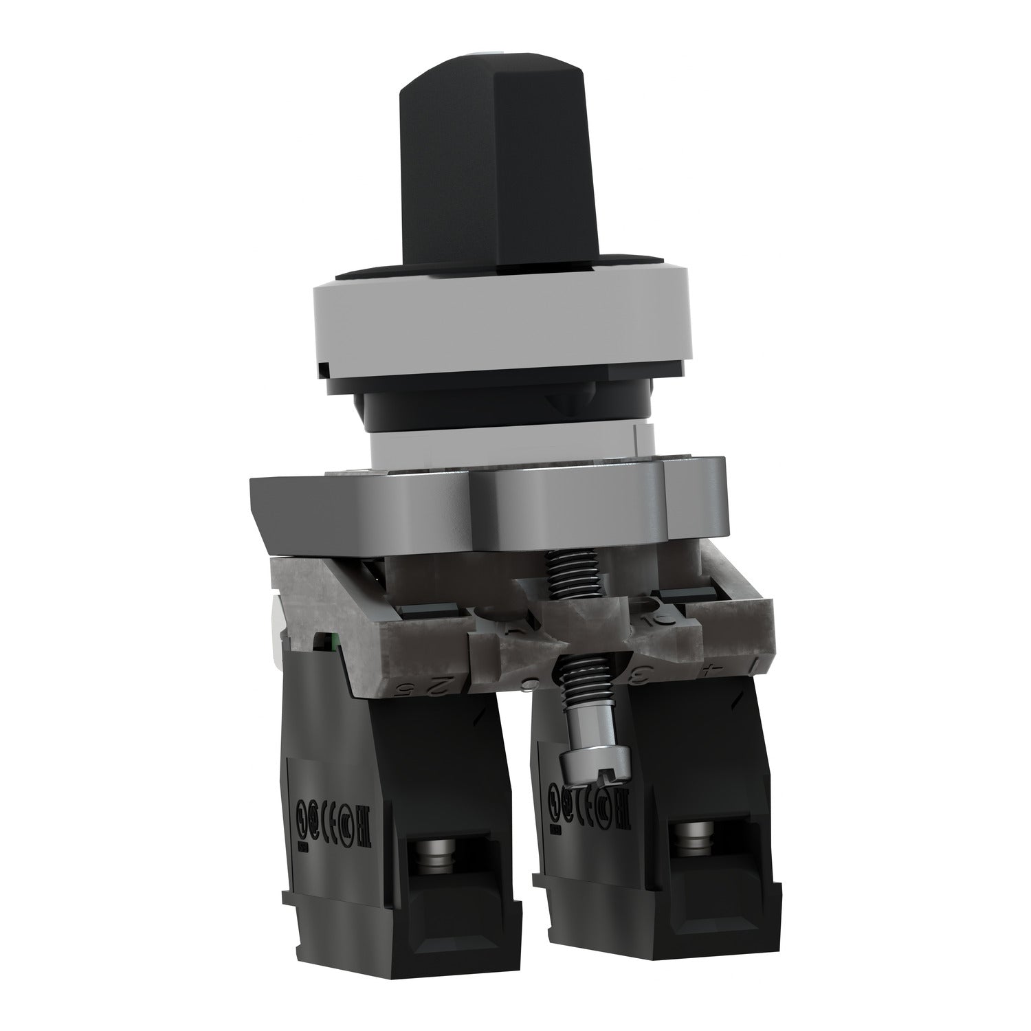 XB4BD33 Selector metalico, 3 posiciones, Ø 22mm, negro, 2NA Schneider