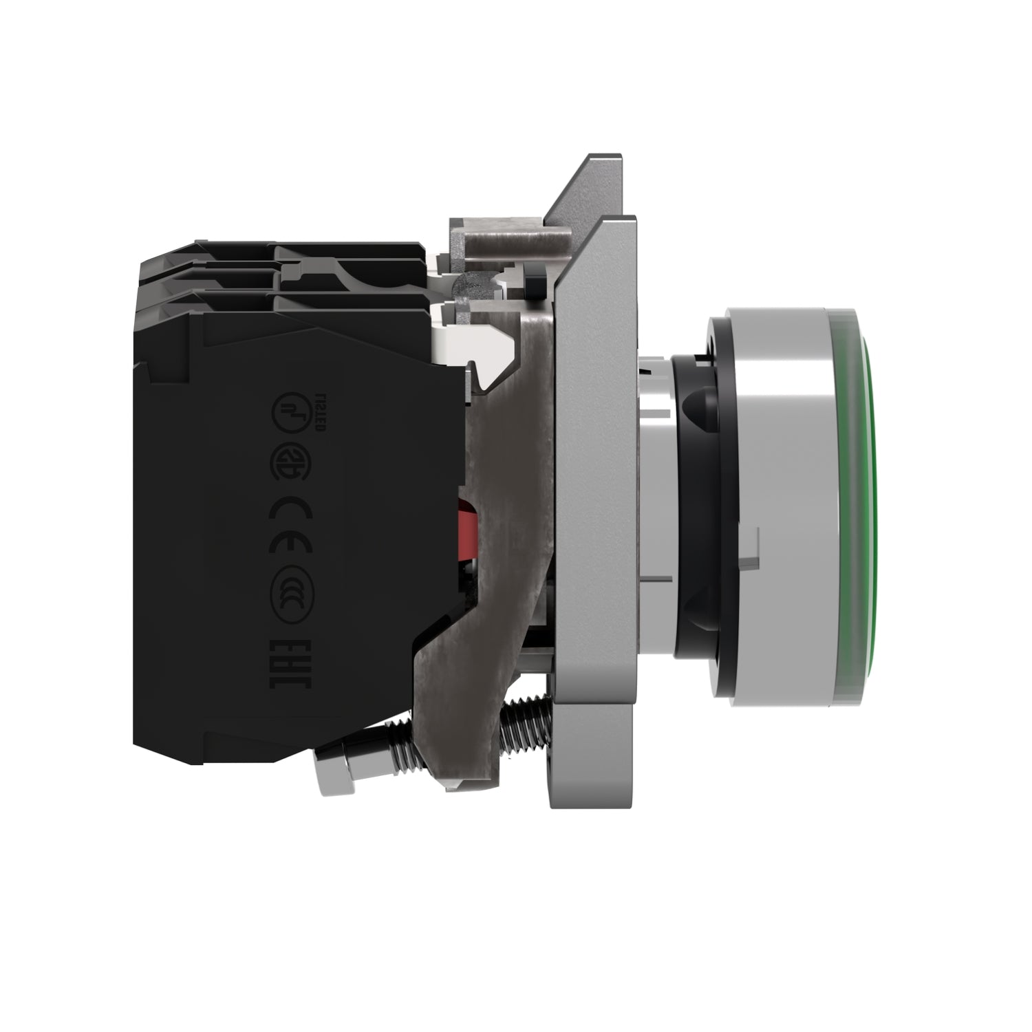 XB4BW33M5 Pulsador luminoso, metalico, Ø 22mm, verde, retorno por resorte, 230..240V CA, 1NA + 1NC Schneider