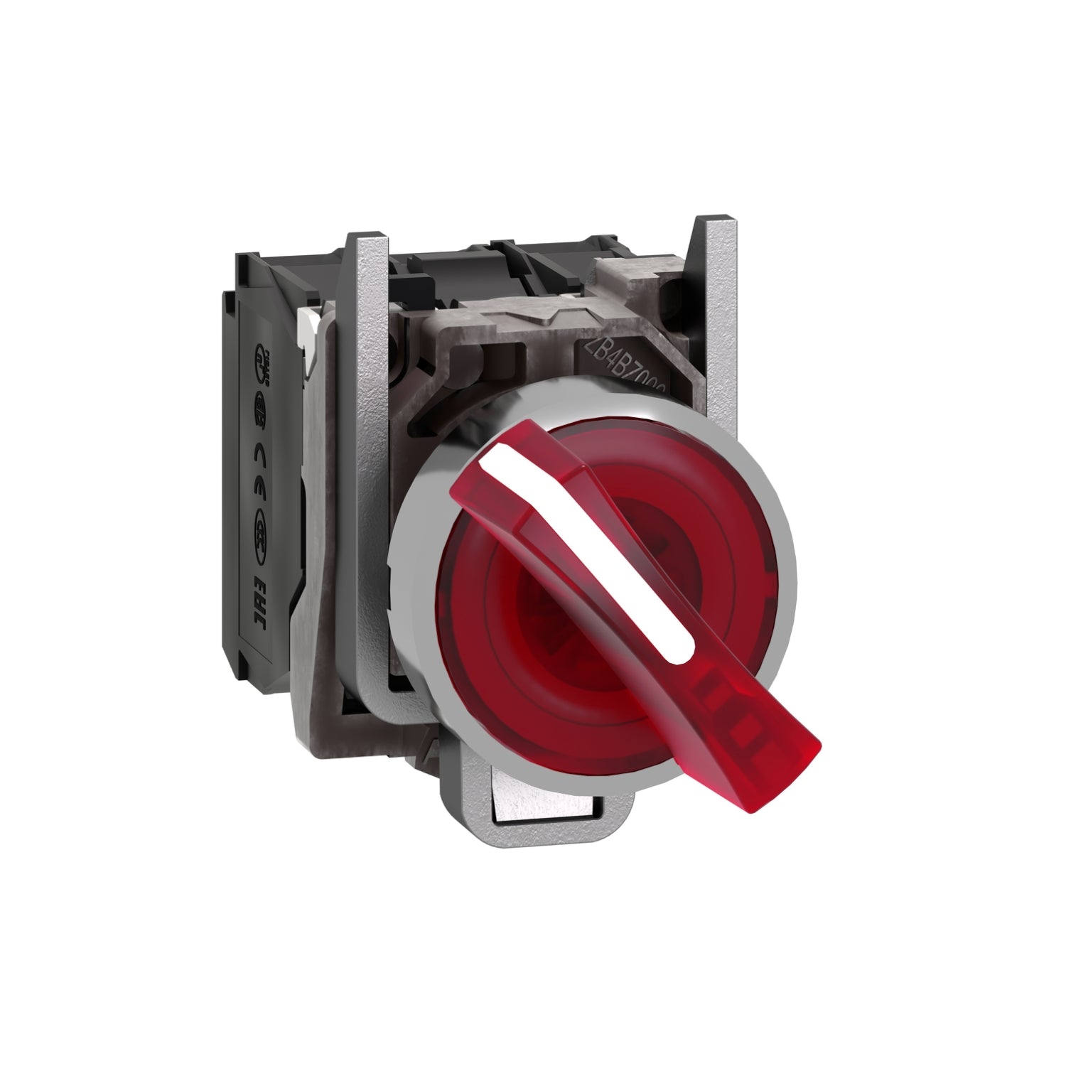 XB4BK124B5-Selector-luminoso-XB4,-22mm,-metálico,rojo,-2-posiciones,-fijo,-24-V-AC/DC,-1-NO-+-1-NC