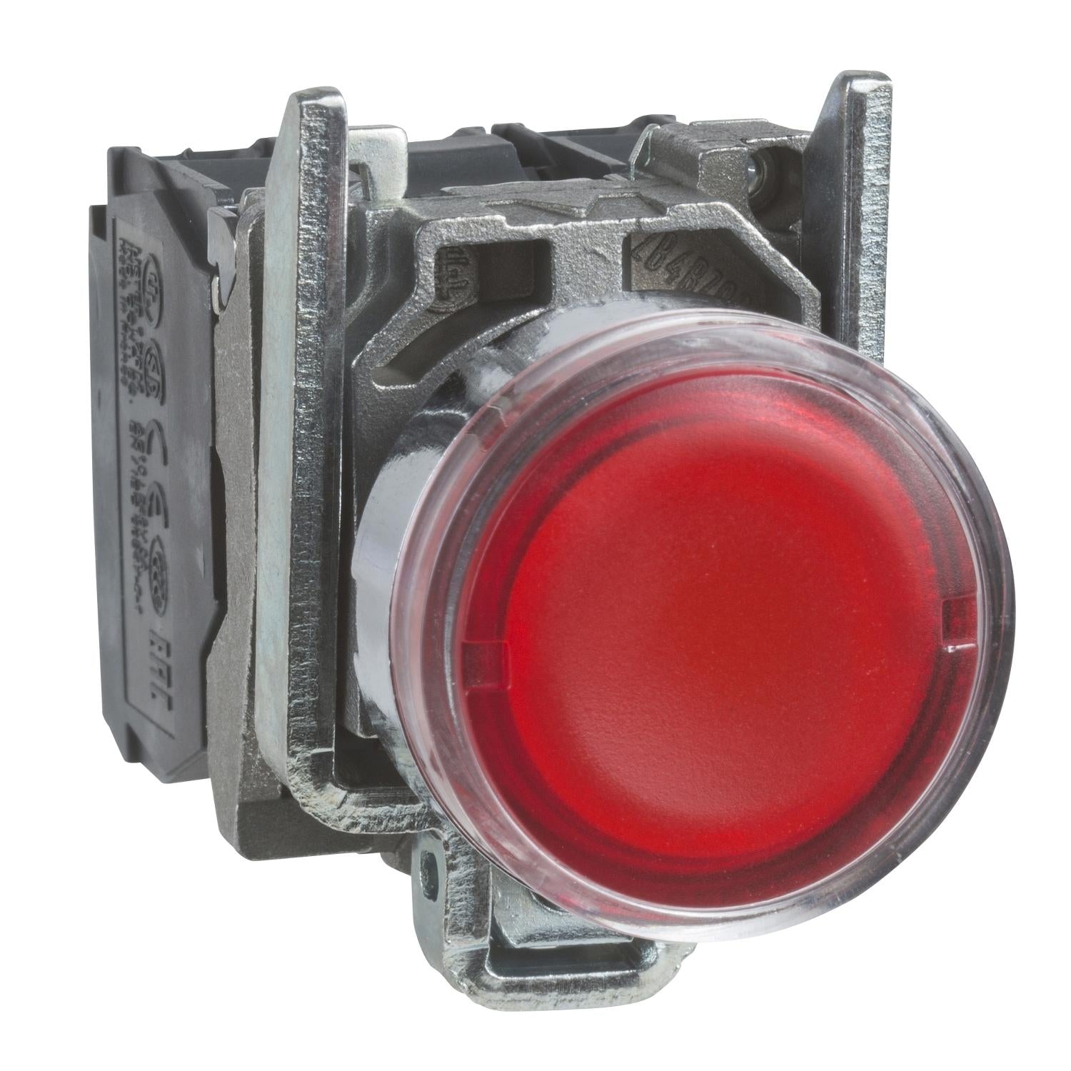 XB4BW3465-Pulsador-iluminado-XB4,-22mm-metálico,-Rojo,-al-ras,-retorno-por-resorte,-<=-250-V,-1-NO-+-1-NC