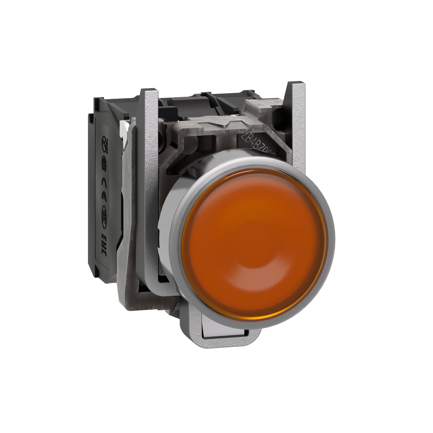 XB4BW35M5-Pulsador-iluminado-XB4,-22mm-metálico,-naranja,-al-ras,-retorno-por-resorte