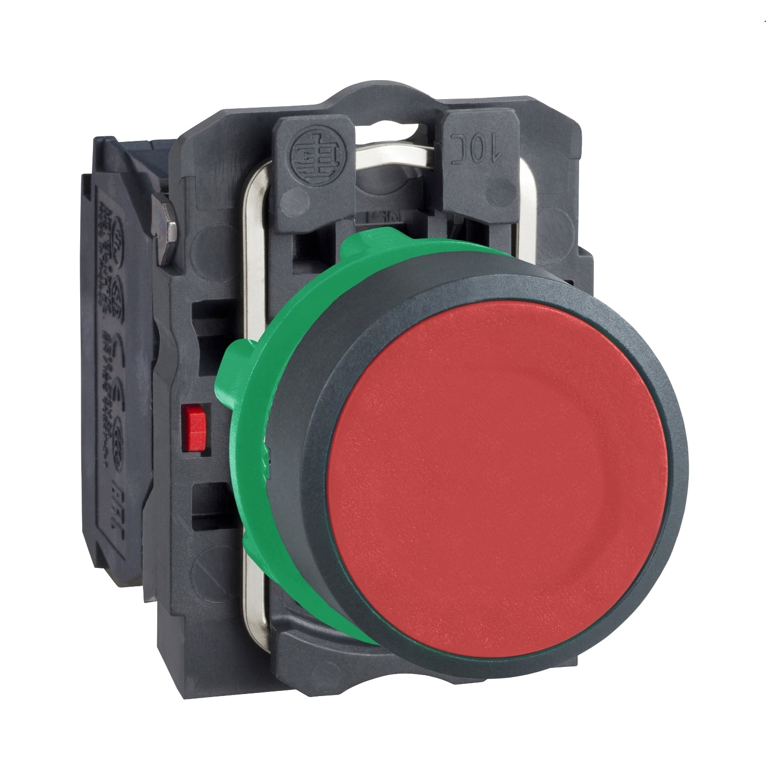XB5AA42-Harmony-XB5,-Pulsador,-plastic,-flush,-red,-Ø22,-spring-return,-unmarked,-1-NC