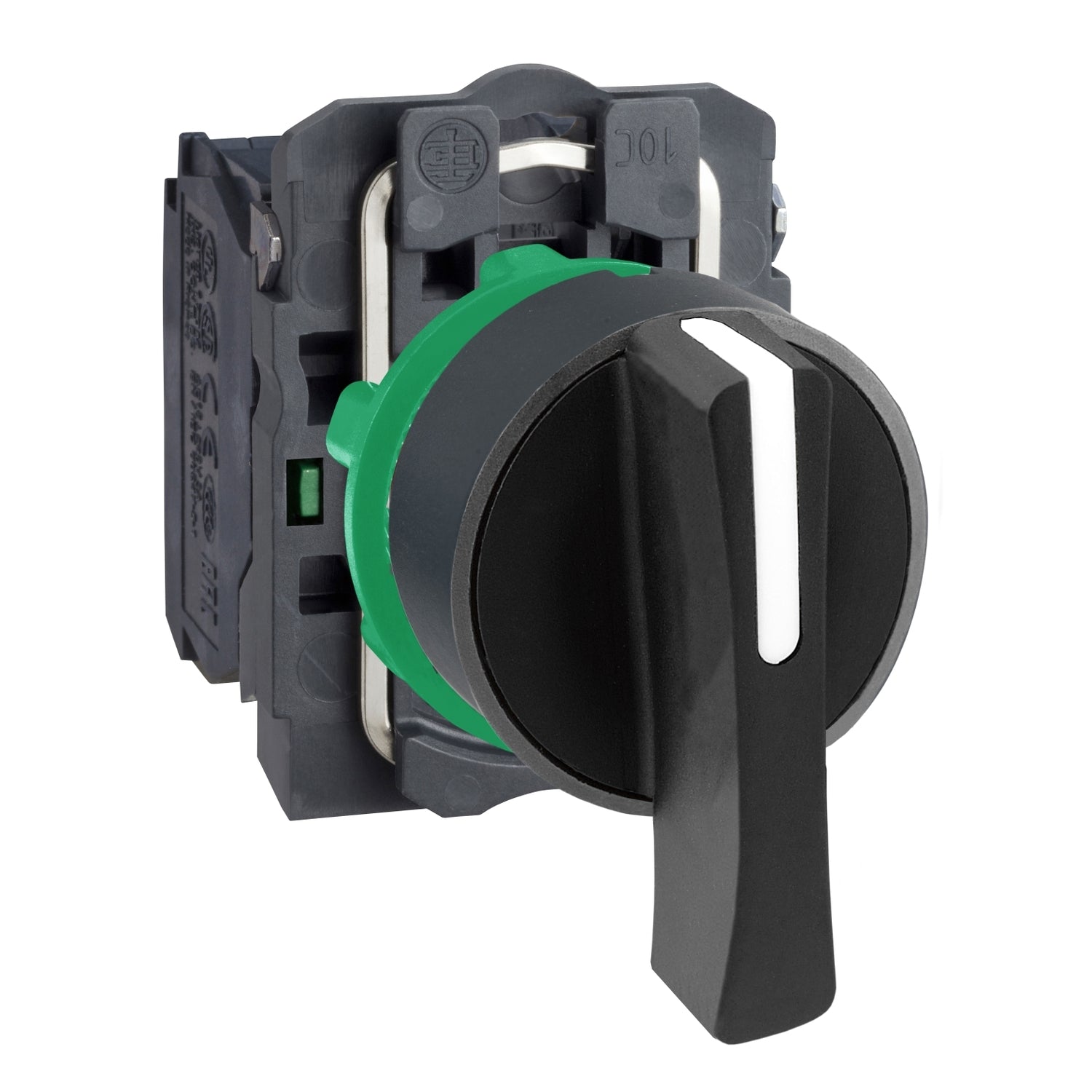 XB5AJ33-Harmony-XB5,-Interruptor-Selector,-plastic,-black,-Ø22,-long-handle,-3-positions,-stay-put,-2-NO