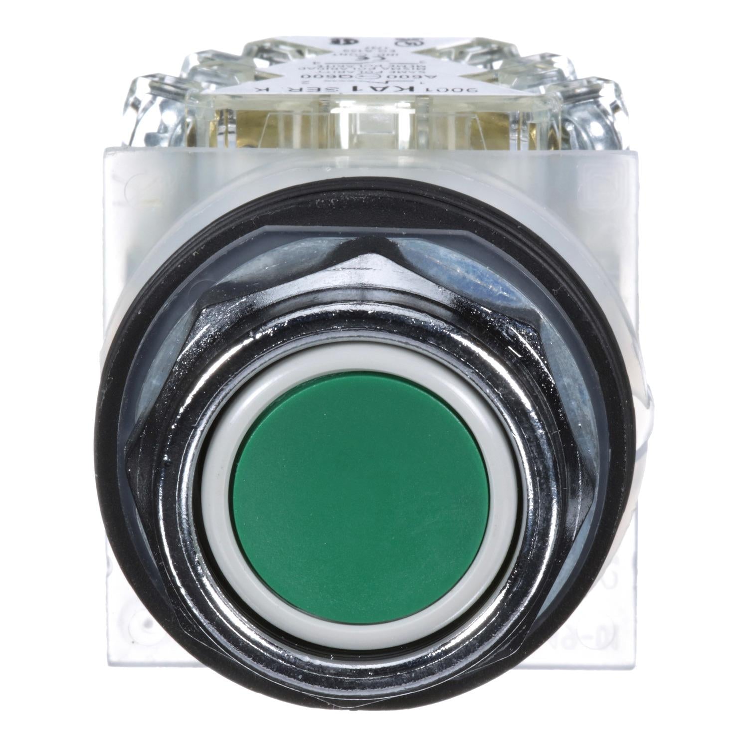 9001KR1GH13-Pulsador-rasante-NA-NC-verde
