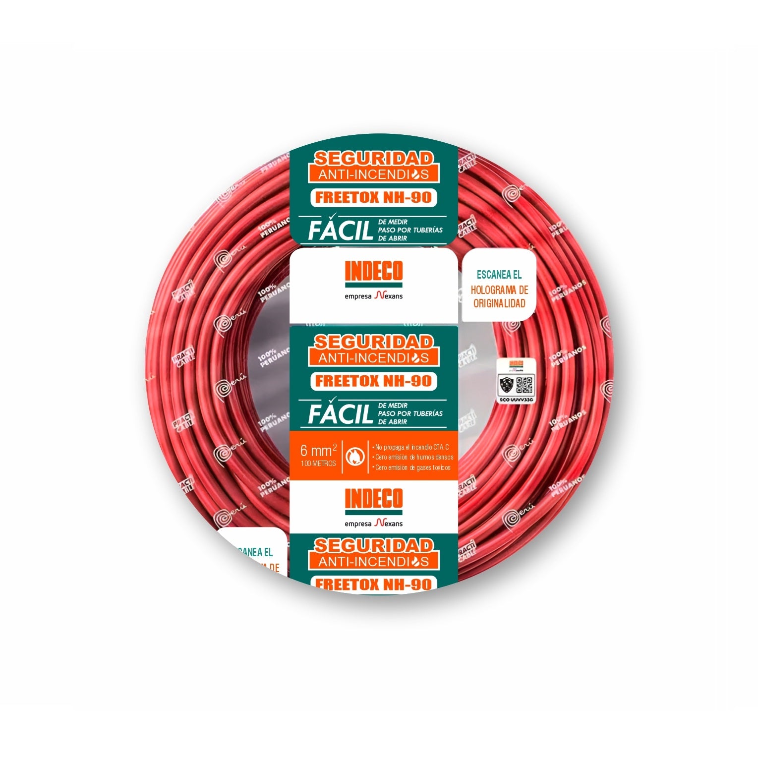 CABLE NH-80 6MM2 750V LIBRE HALOGENO ROJO