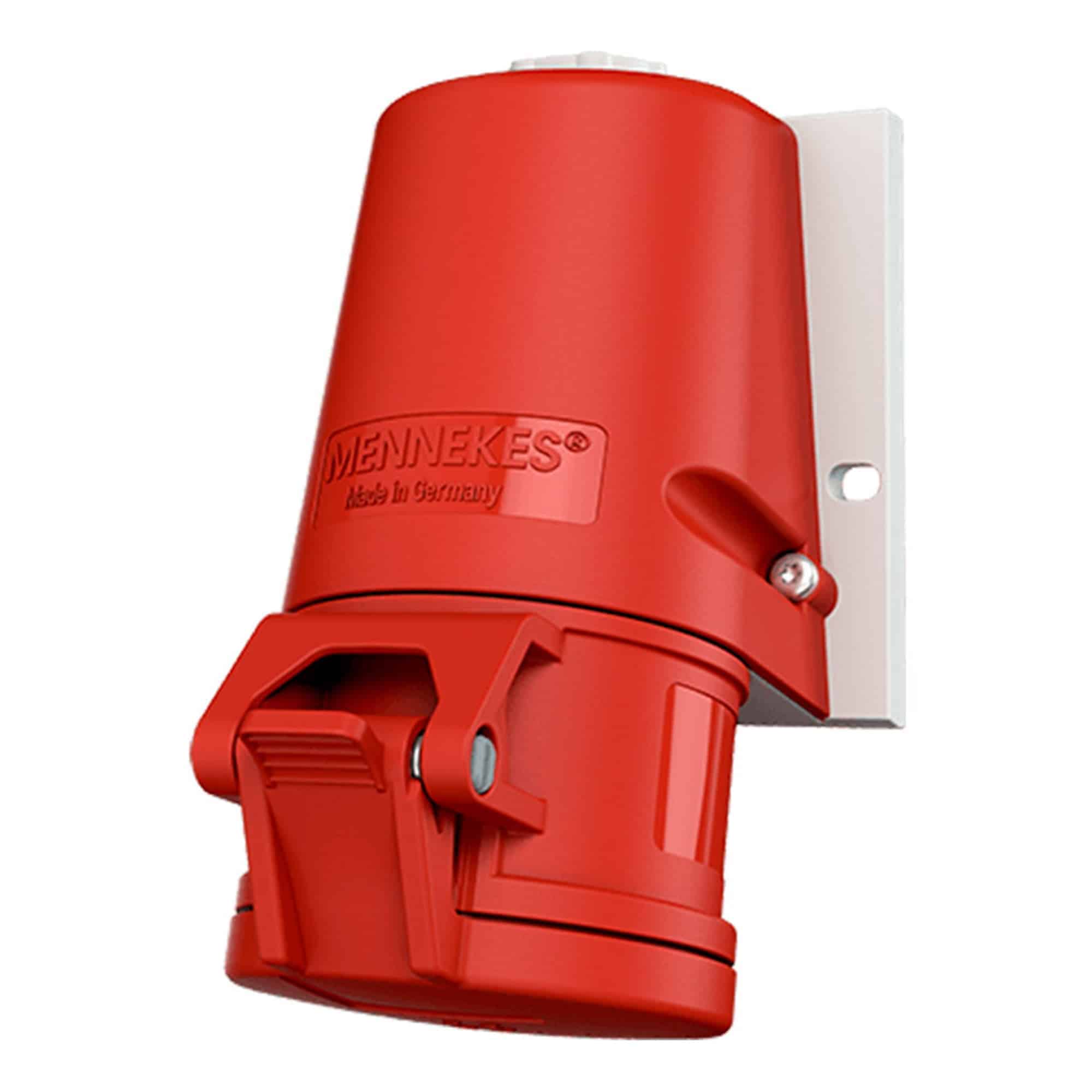 27006 Toma Industrial Mennekes 32A 3P+T 400V Roja 6H IP44 Mural
