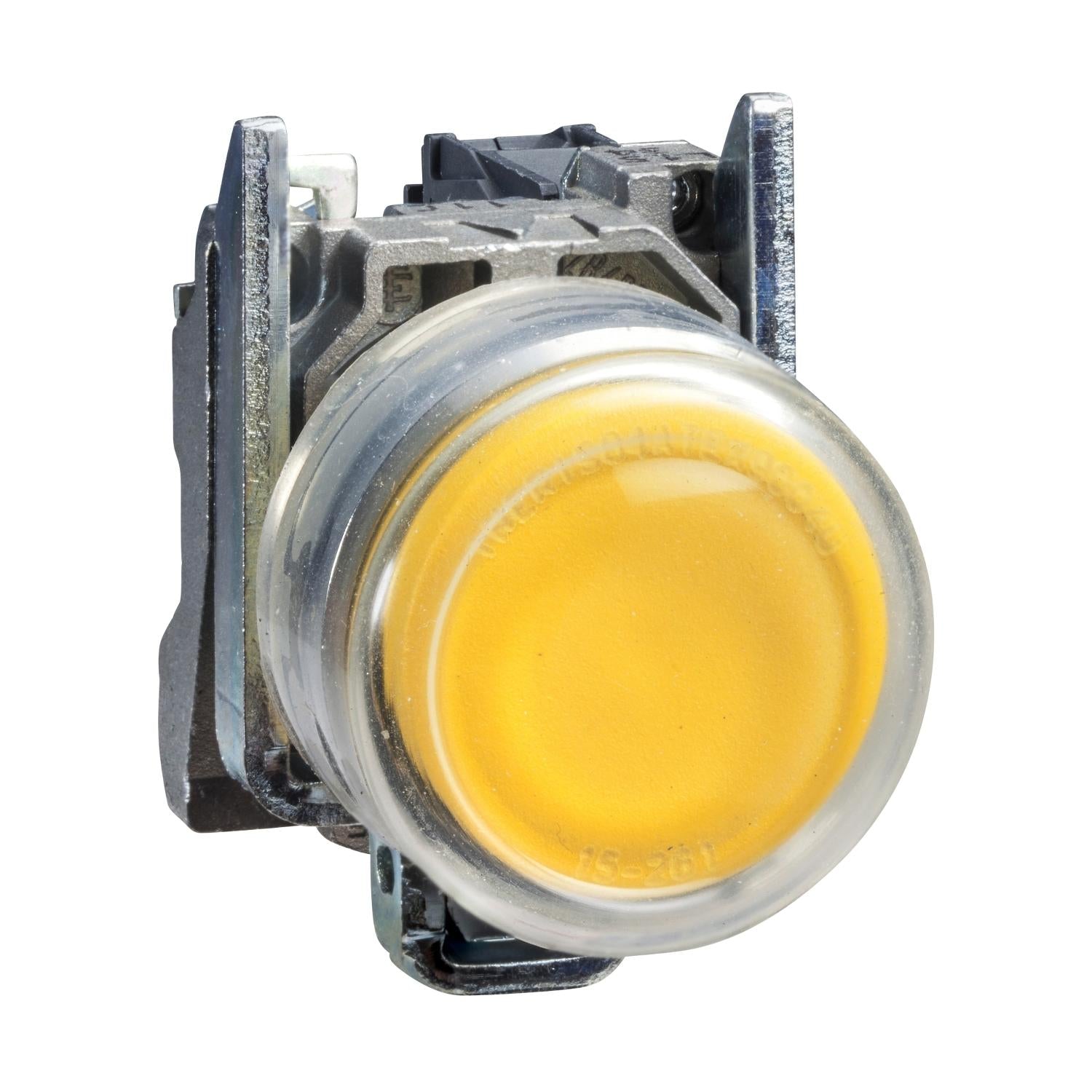 XB4BP51-Pulsador-22-mm-metalico-rasante-amarillo-con-capucha-NA