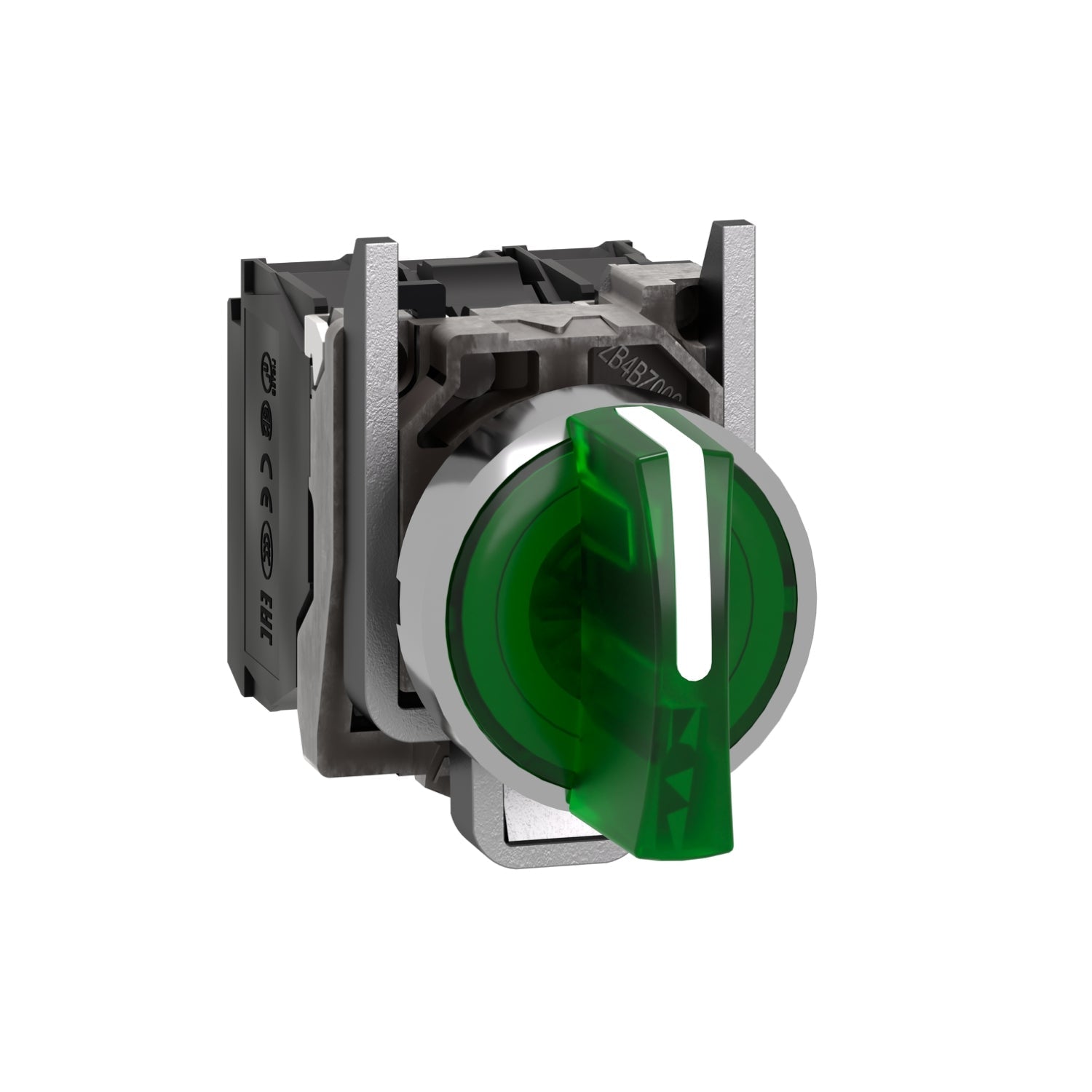 XB4BK133M5-Harmony-XB4,-Conmutador-selector-iluminado,-metal,-green,-Ø22,-3-posiciones