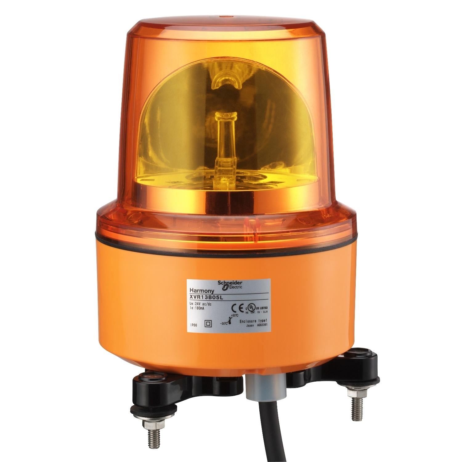 XVR13B05L-Espejo-rotativo-precableado-Ø-130-mm-sin-zumbador-naranja-24-V