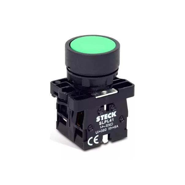 SLPRN210-PULSADOR-RASANTE-VERDE-PLASTICO-+-1NA