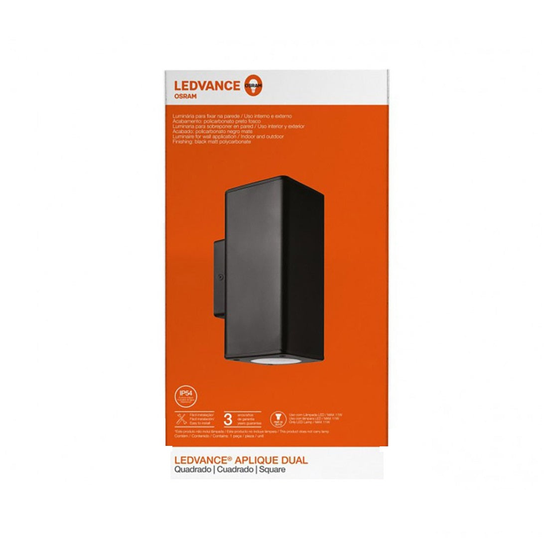 7014802-LEDVANCE-APLIQUE-DUAL-IP54-SOCKET-GU10-NEGRO-NO-INCLUYE-LAMPARA