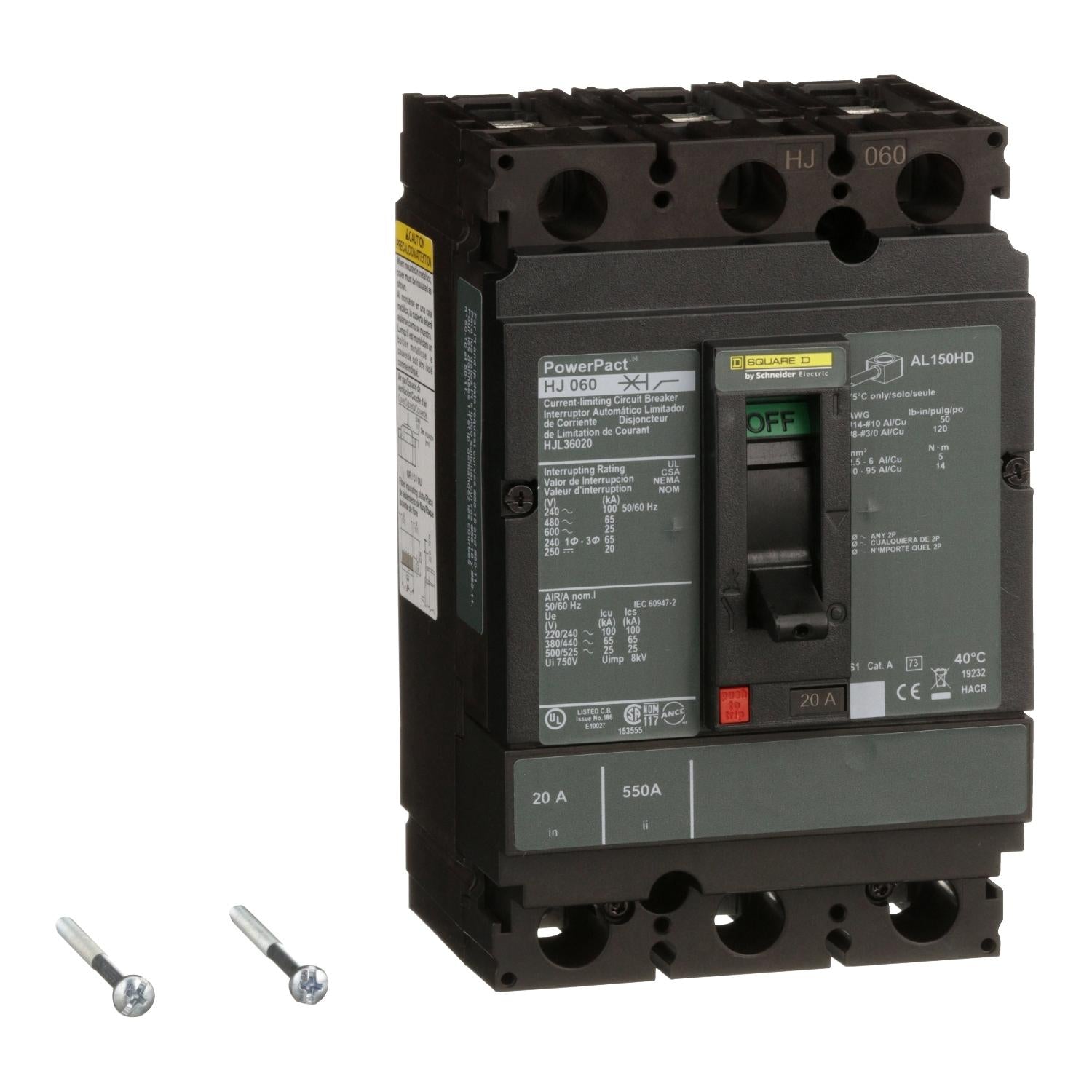 HJL36020-Interruptor-PowerPacT-H,-termomagnético,-unidad-de-montaje,-20A,-3-P,-25kA,-600-VAC