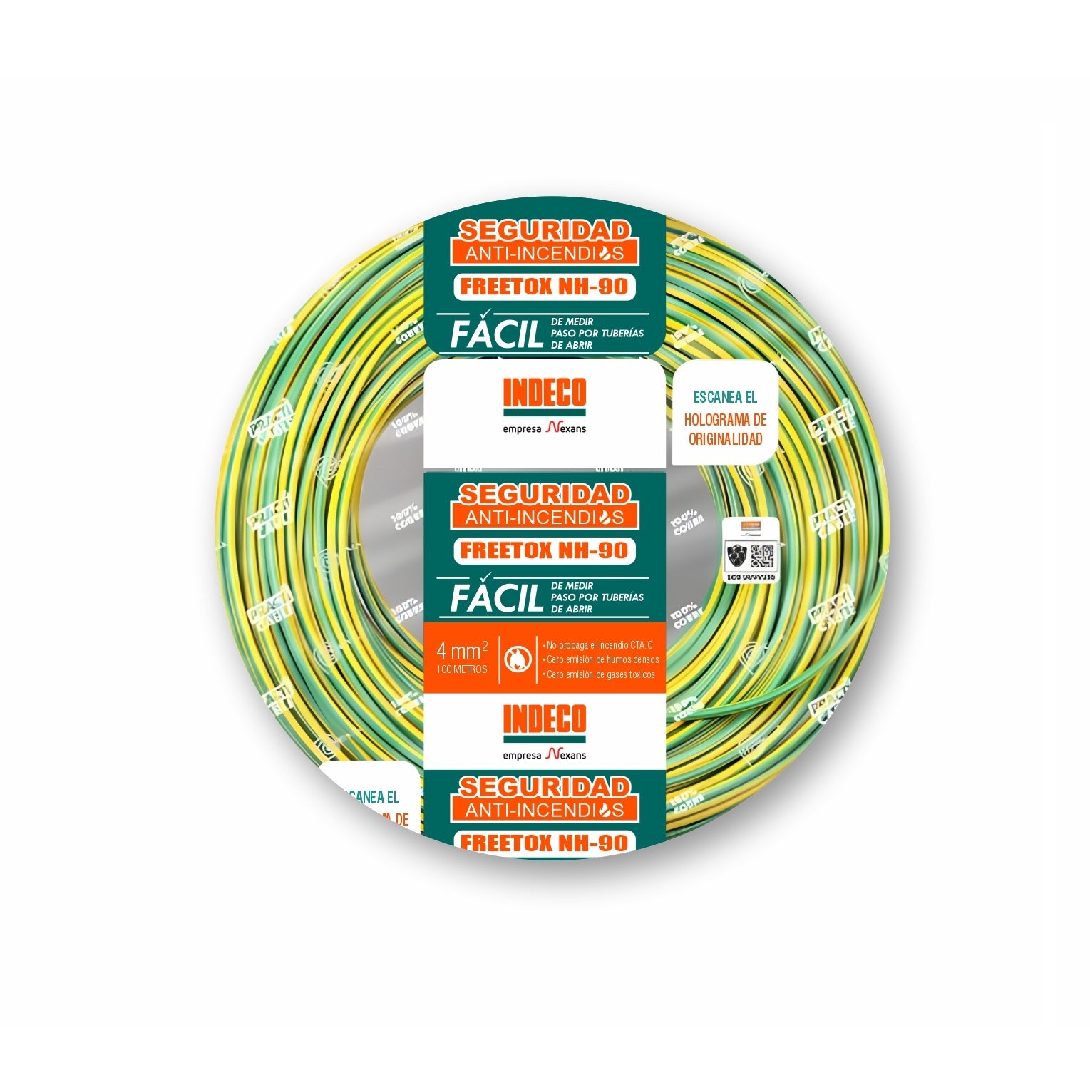 Cable NH-90 4mm2 750V Libre Halógeno Amarillo/Verde