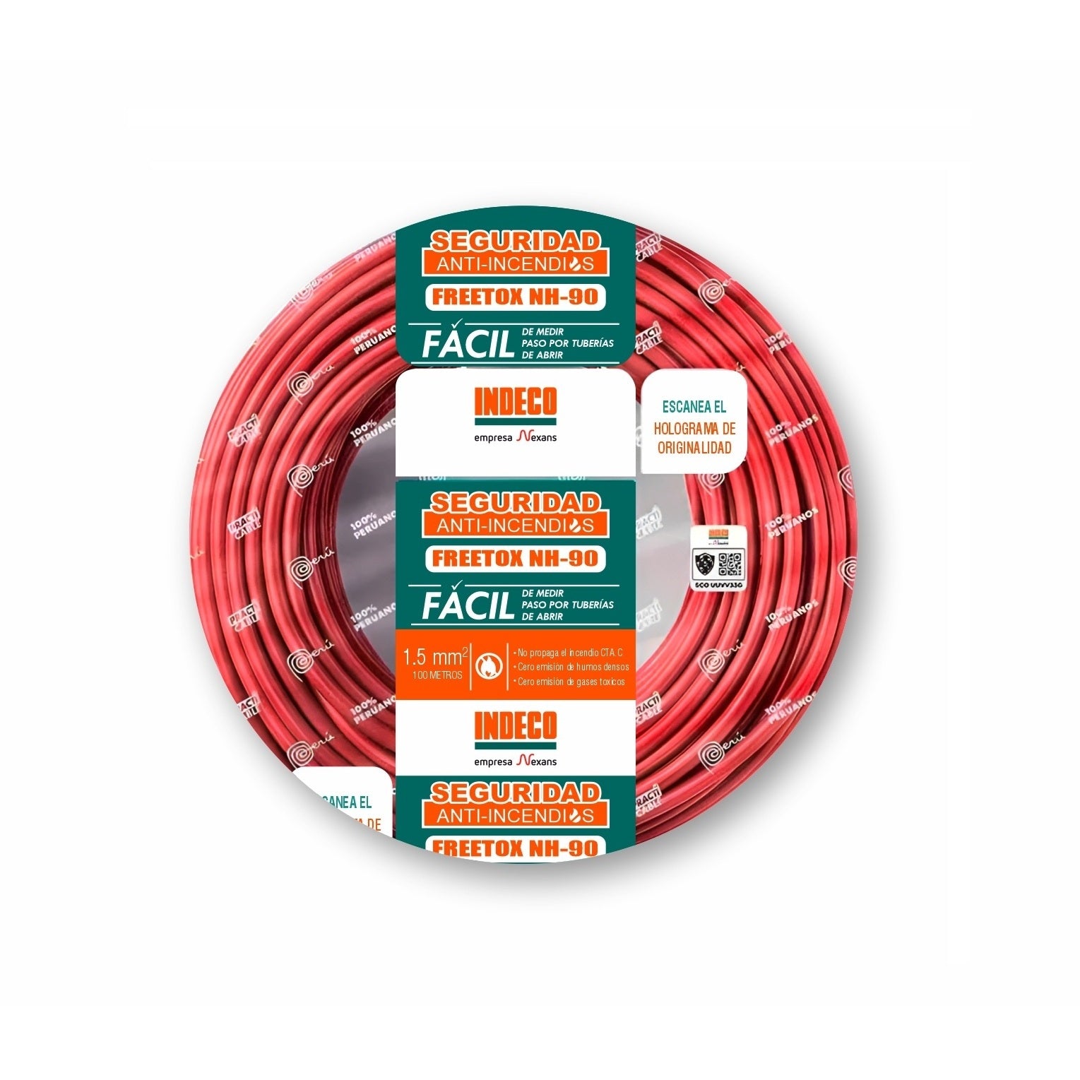 Cable NH-90 1.5mm2 750V Libre Halógeno Rojo
